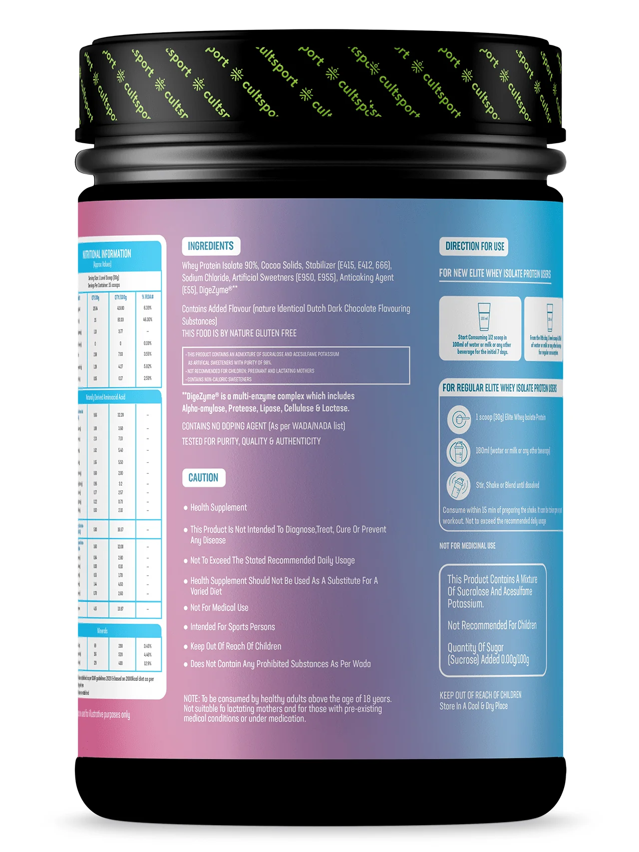 Elite Whey Isolate Advanced Whey Protein - 454 g | Protein Powder for Men & Women for Muscle Building & Recovery | 25g Protein Per Serving | 5g BCAA | 4.2g L - glutamine | Sugar free | Dutch Dark Chocolate - Image 2