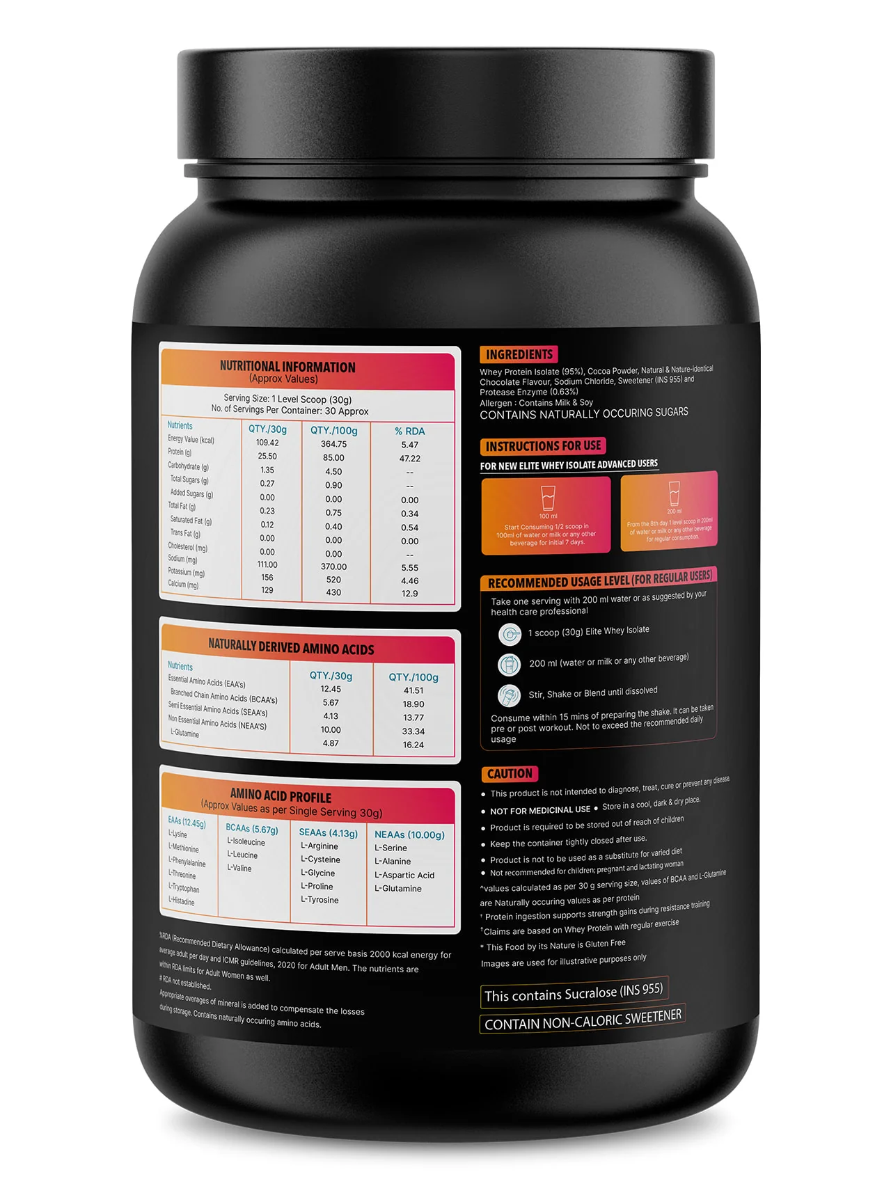 Elite Whey Isolate Advanced Whey Protein - 908g | Protein Powder for Men & Women for Muscle Building & Recovery | 25g Protein Per Serving | 5g BCAA | 4.2g L - glutamine | Sugar free | Dutch Dark Chocolate - Image 3
