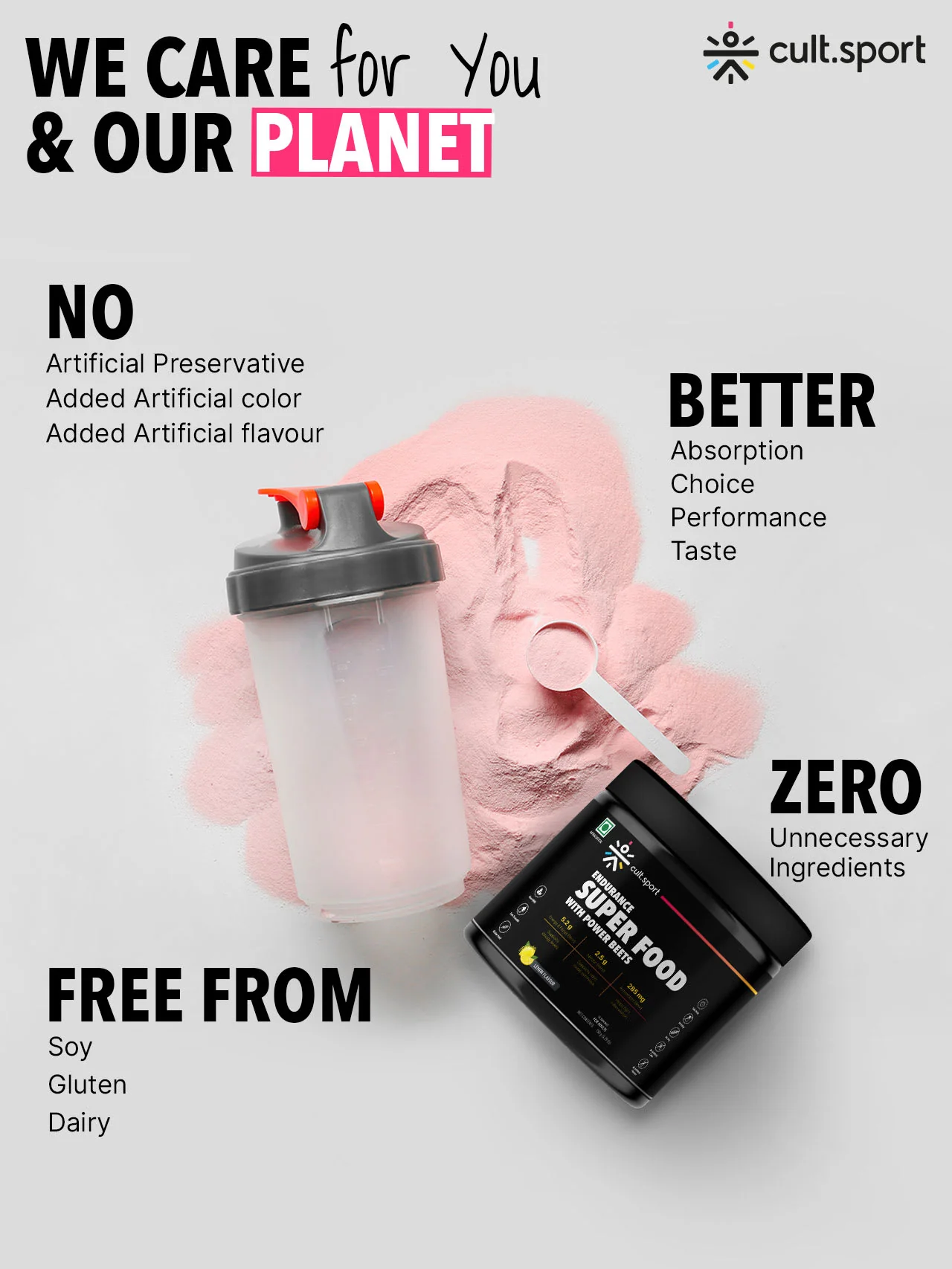 Cultsport Endurance Superfood With Power Beets | Beetroot Extract | Antioxidants | Nitrate Blend | L-Carnitine, L -arginine, Dextrose, etc. | No Artificial Colour | No Artificial Flavour - Image 7