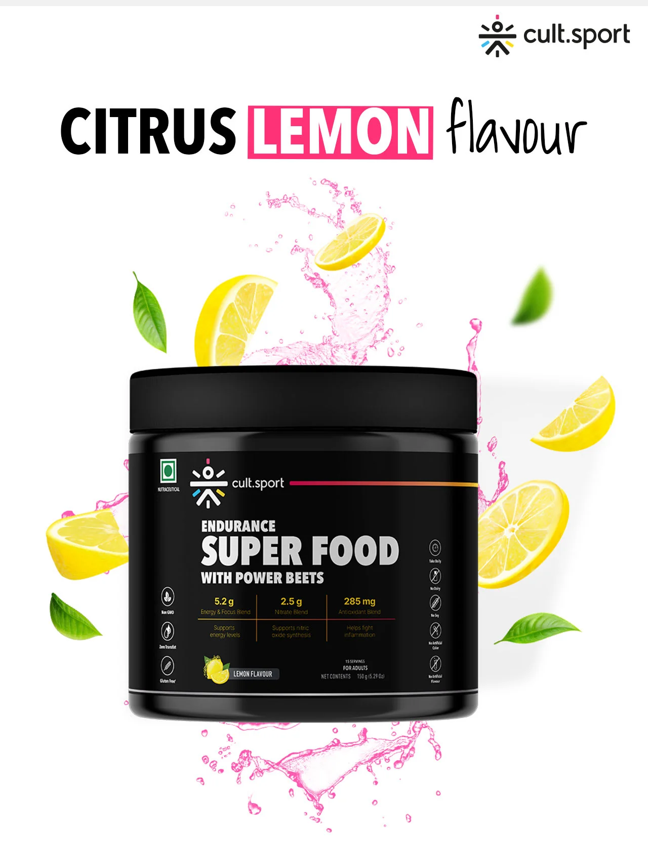 Cultsport Endurance Superfood With Power Beets | Beetroot Extract | Antioxidants | Nitrate Blend | L-Carnitine, L -arginine, Dextrose, etc. | No Artificial Colour | No Artificial Flavour - Image 8