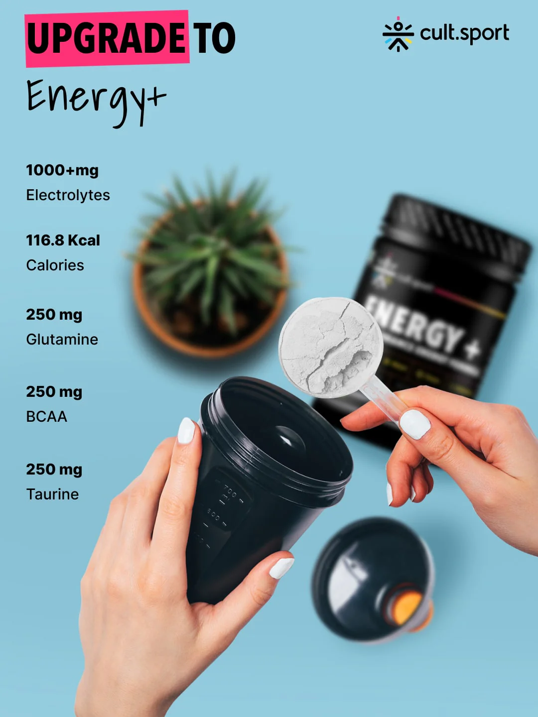Energy + Powder 1Kg | 1000 mg Electrolytes, 250 mg Taurine, 250 mg BCAA | Instant Hydration, restore electrolytes with 0 cholesterol | Pink Lemonade Flavour - Image 3