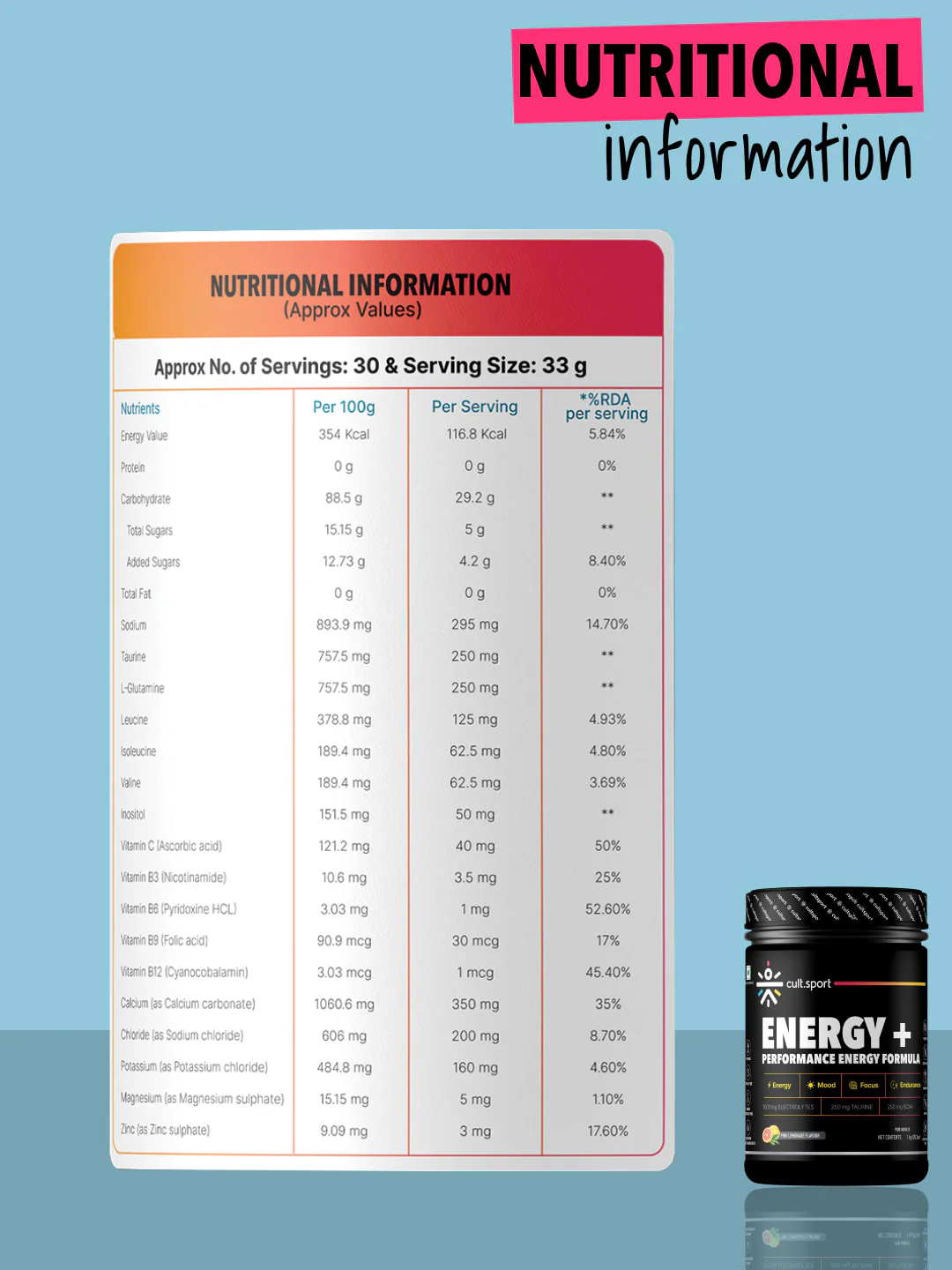 Energy + Powder 1Kg | 1000 mg Electrolytes, 250 mg Taurine, 250 mg BCAA | Instant Hydration, restore electrolytes with 0 cholesterol | Pink Lemonade Flavour - Image 6