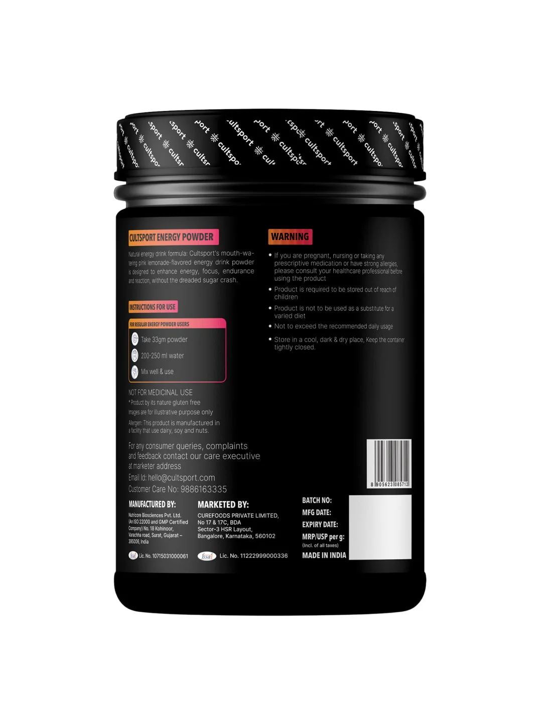 Energy + Powder 1Kg | 1000 mg Electrolytes, 250 mg Taurine, 250 mg BCAA | Instant Hydration, restore electrolytes with 0 cholesterol | Pink Lemonade Flavour - Image 9
