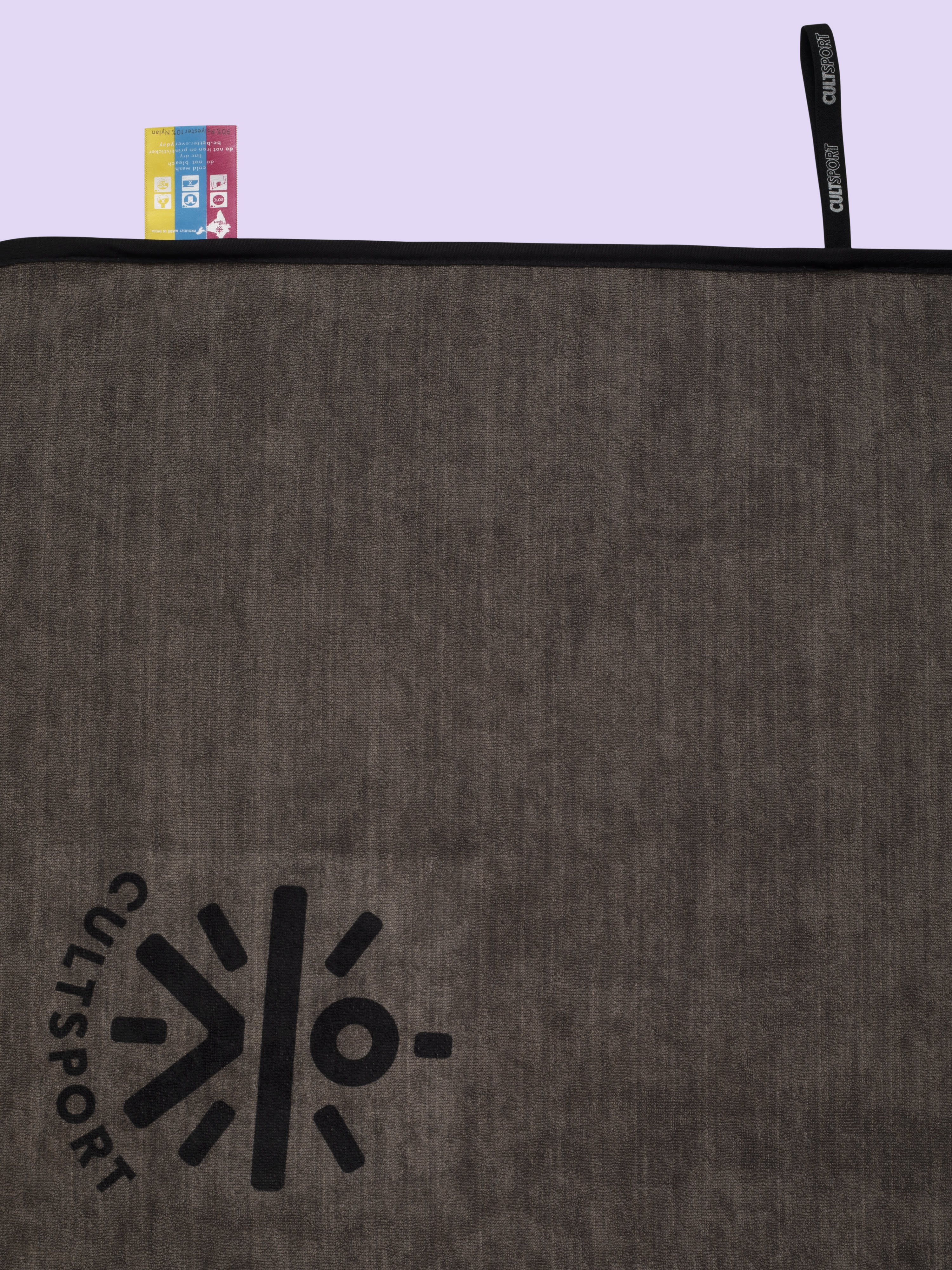 Castal Rock Grey Microfibre Black Gym Towel - Image 3