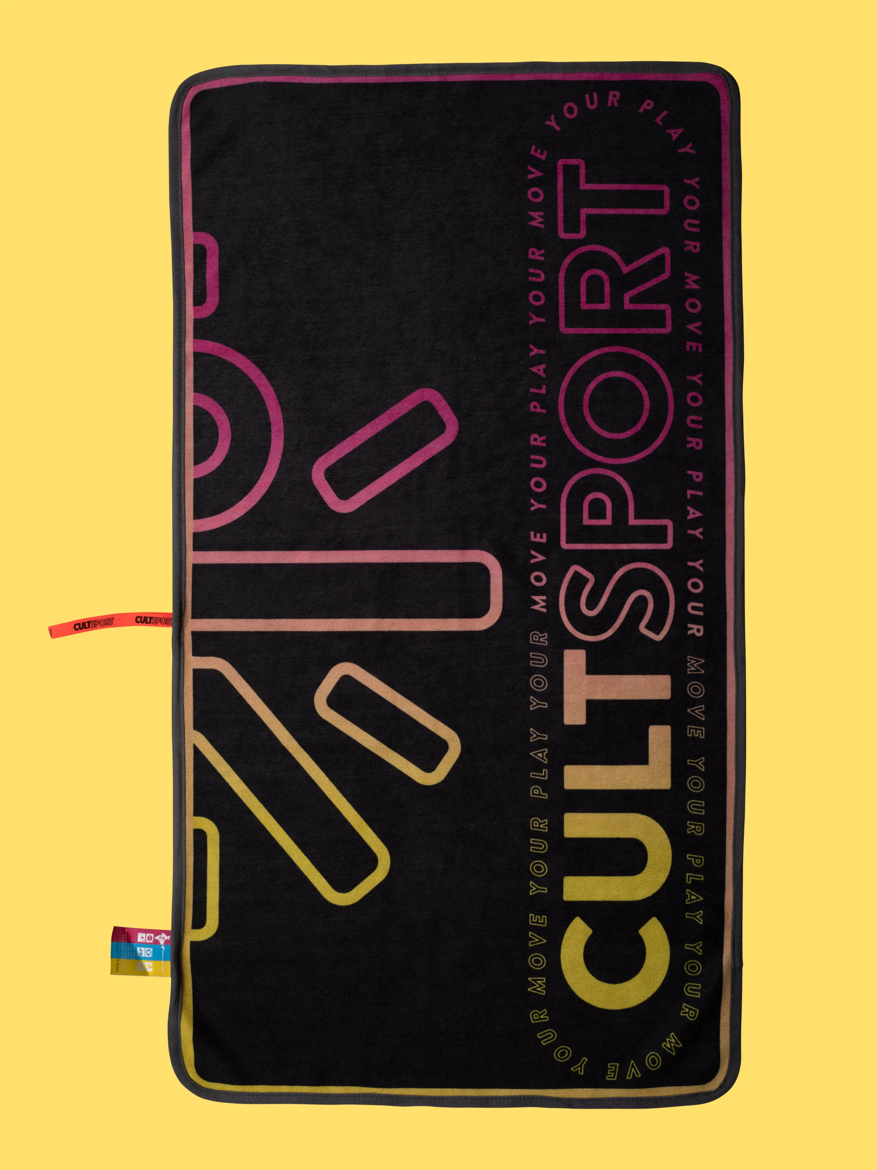 Yellow Pink Microfibre Gym Towel - Image 2