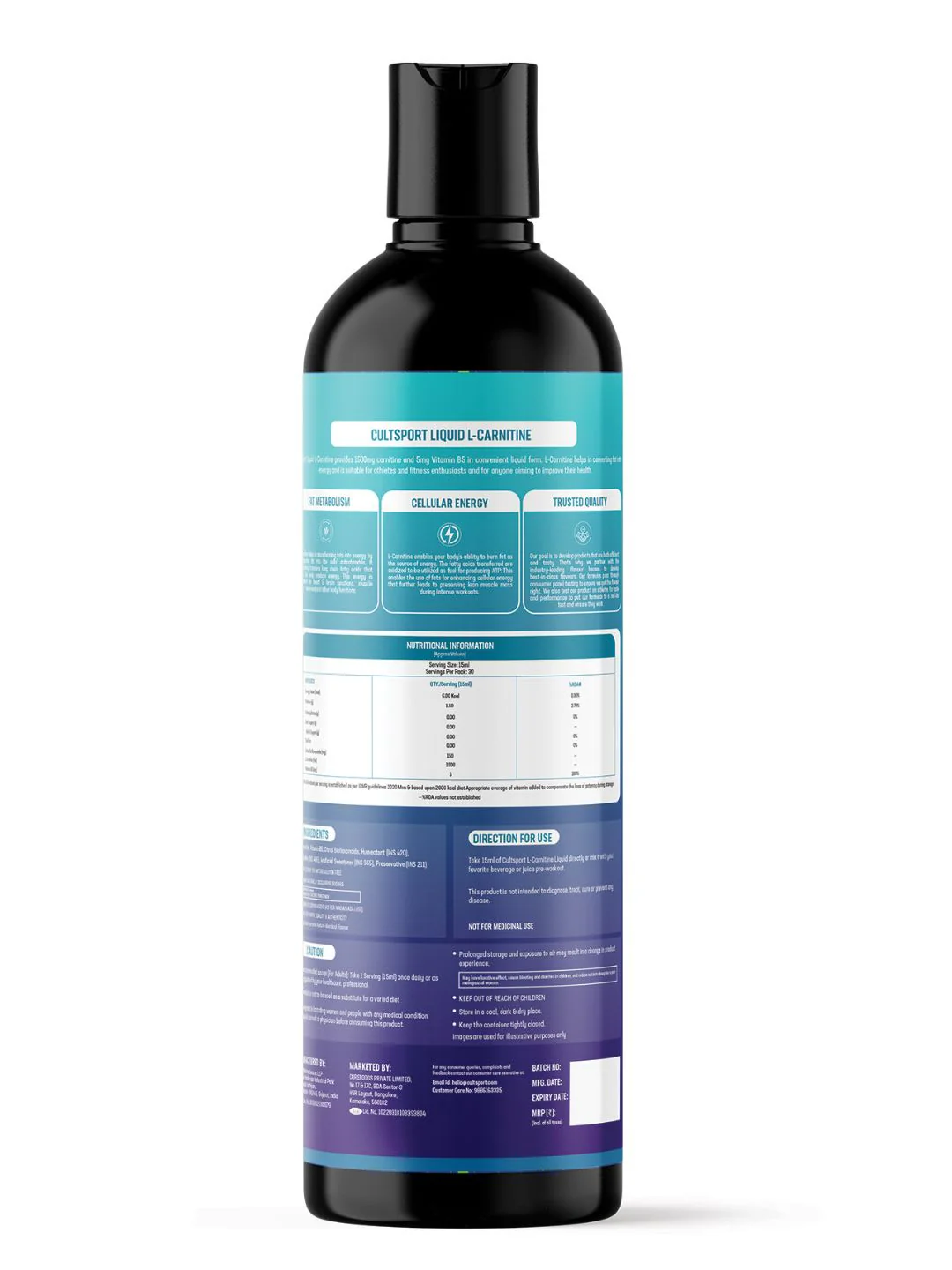 Liquid L Carnitine (450 ml) 1500mg with Vitamin B5 | Improves Energy, Fat Burner | Metabolism & Weight Management Supplement | Sugar-Free | Mango Flavour (15 ml serving) - Image 2