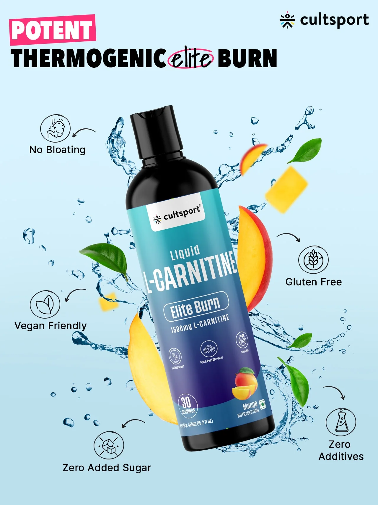 Liquid L Carnitine (450 ml) 1500mg with Vitamin B5 | Improves Energy, Fat Burner | Metabolism & Weight Management Supplement | Sugar-Free | Mango Flavour (15 ml serving) - Image 4