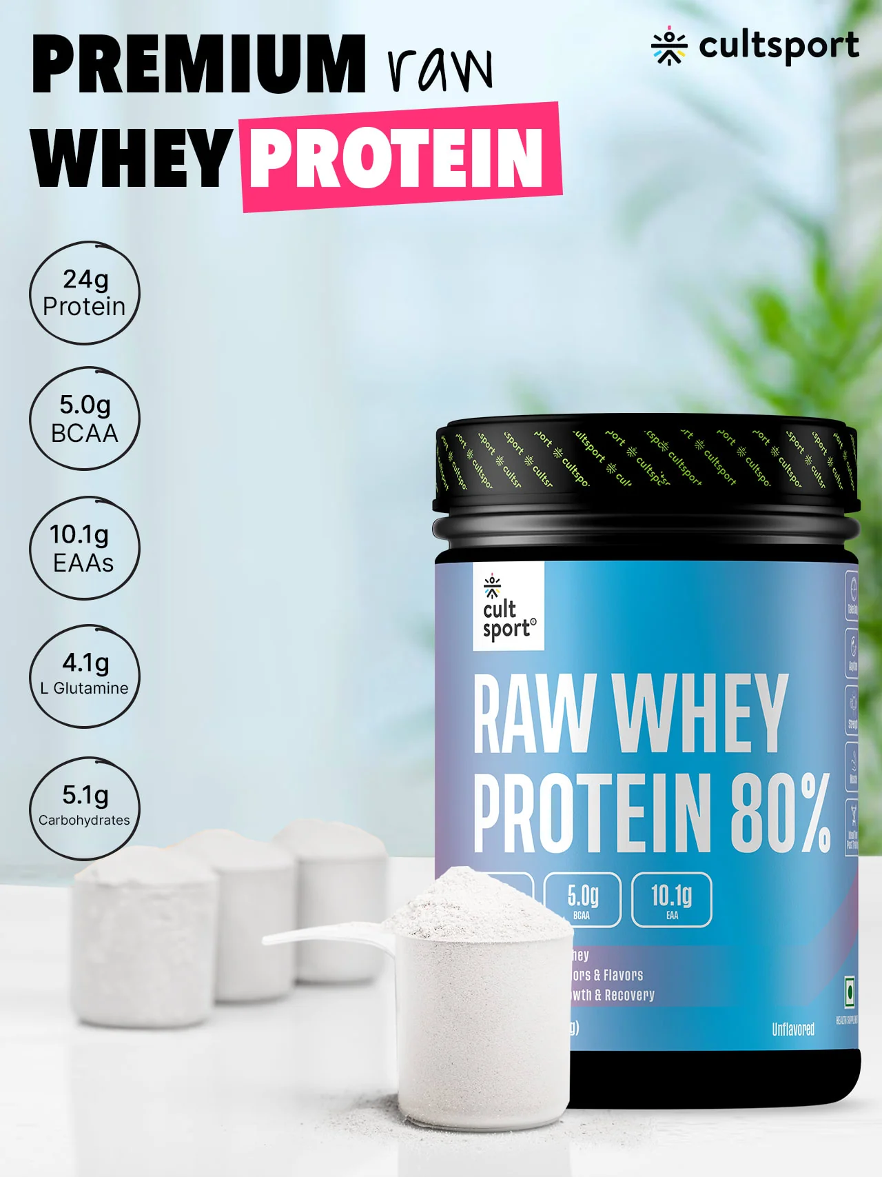 Raw Whey Protein 80% - 454 g | Protein Powder for Men & Women | Reforms Strength, Muscle Growth & Recovery | 24g Protein Per Serving | Unflavoured Concentrate - Image 4