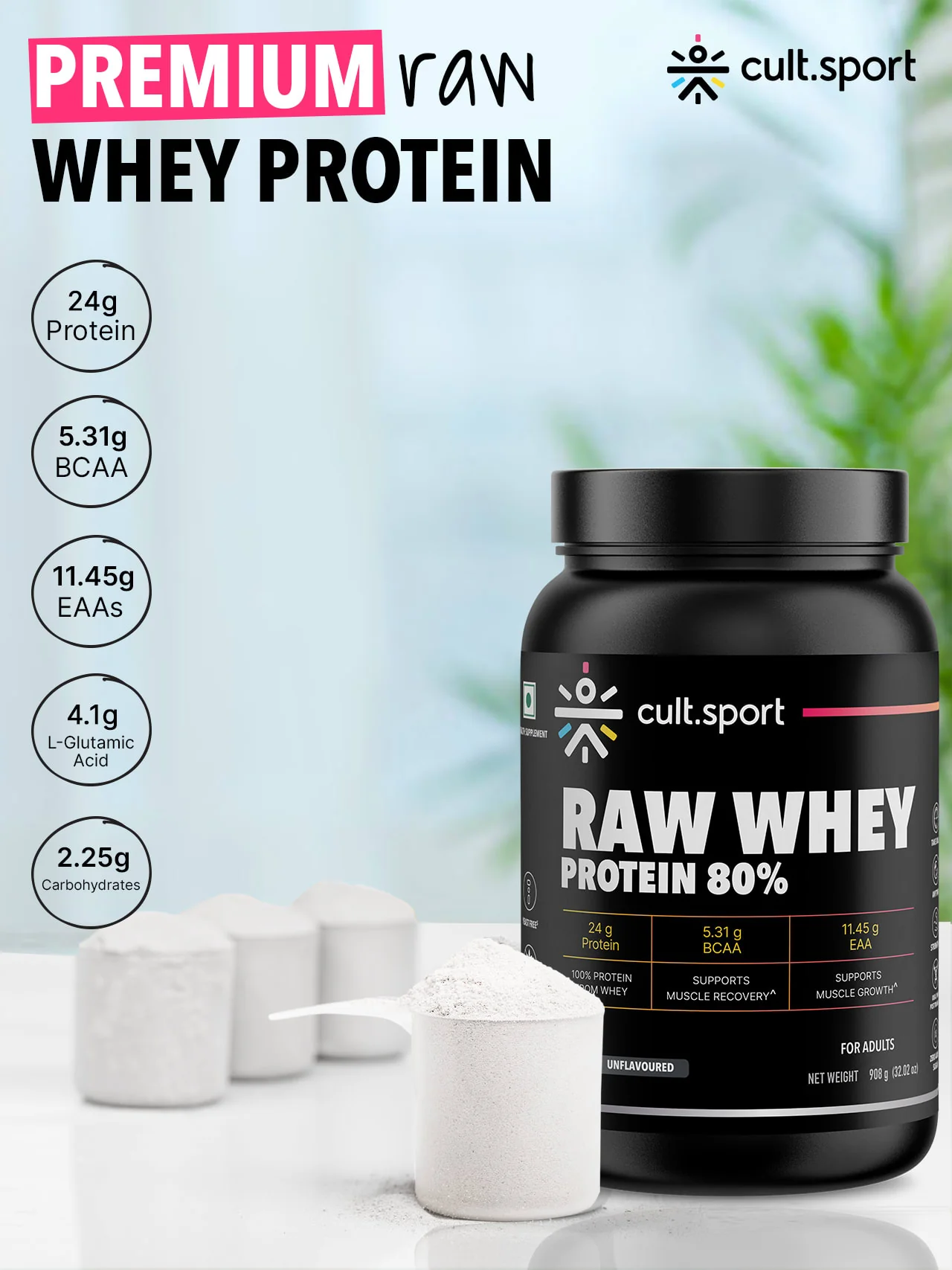 Raw Whey Protein 80% - 908g | Protein Powder for Men & Women | Reforms Strength, Muscle Growth & Recovery | 24g Protein Per Serving | Unflavoured Concentrate - Image 10