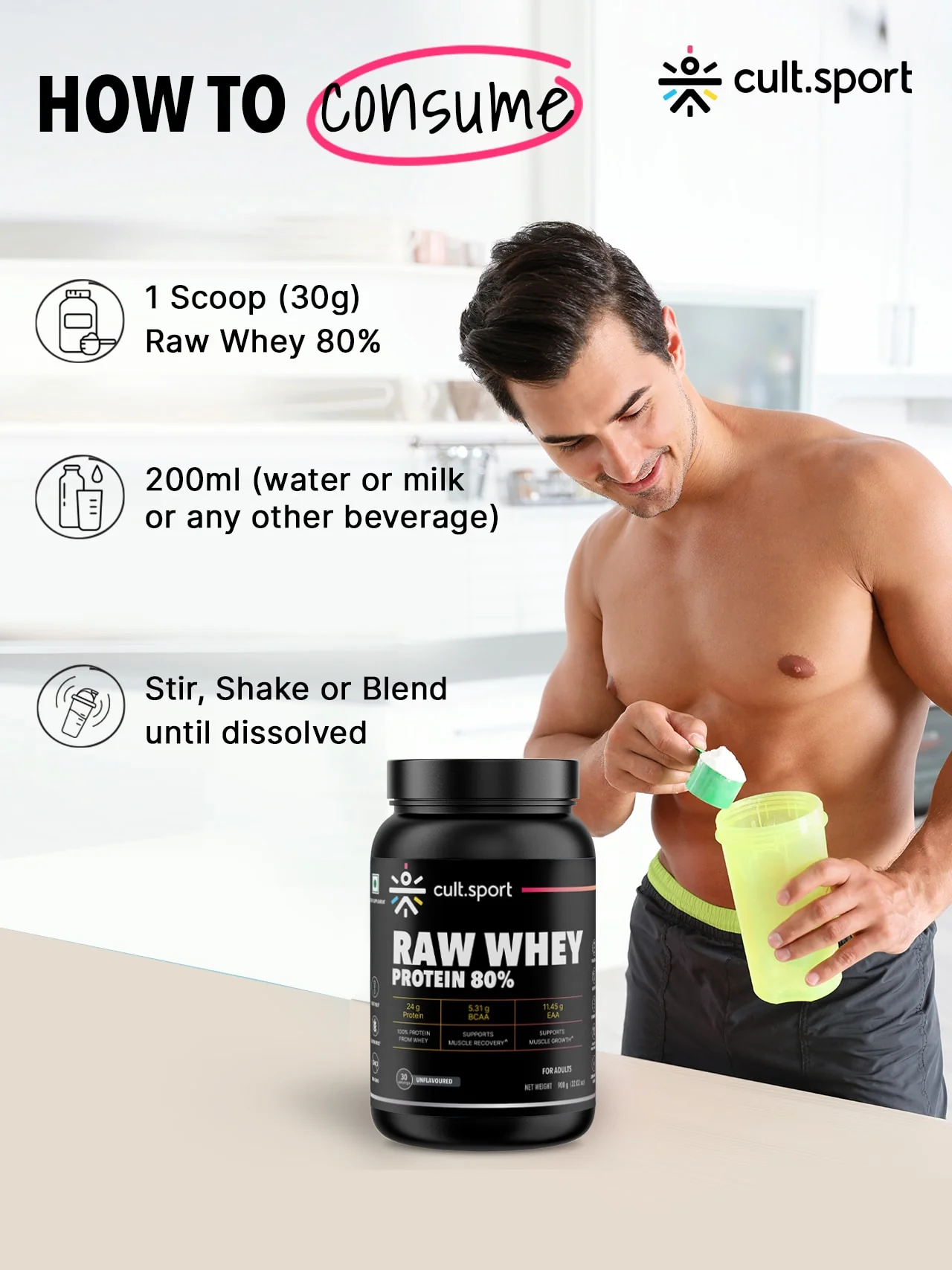 Raw Whey Protein 80% - 908g | Protein Powder for Men & Women | Reforms Strength, Muscle Growth & Recovery | 24g Protein Per Serving | Unflavoured Concentrate - Image 7