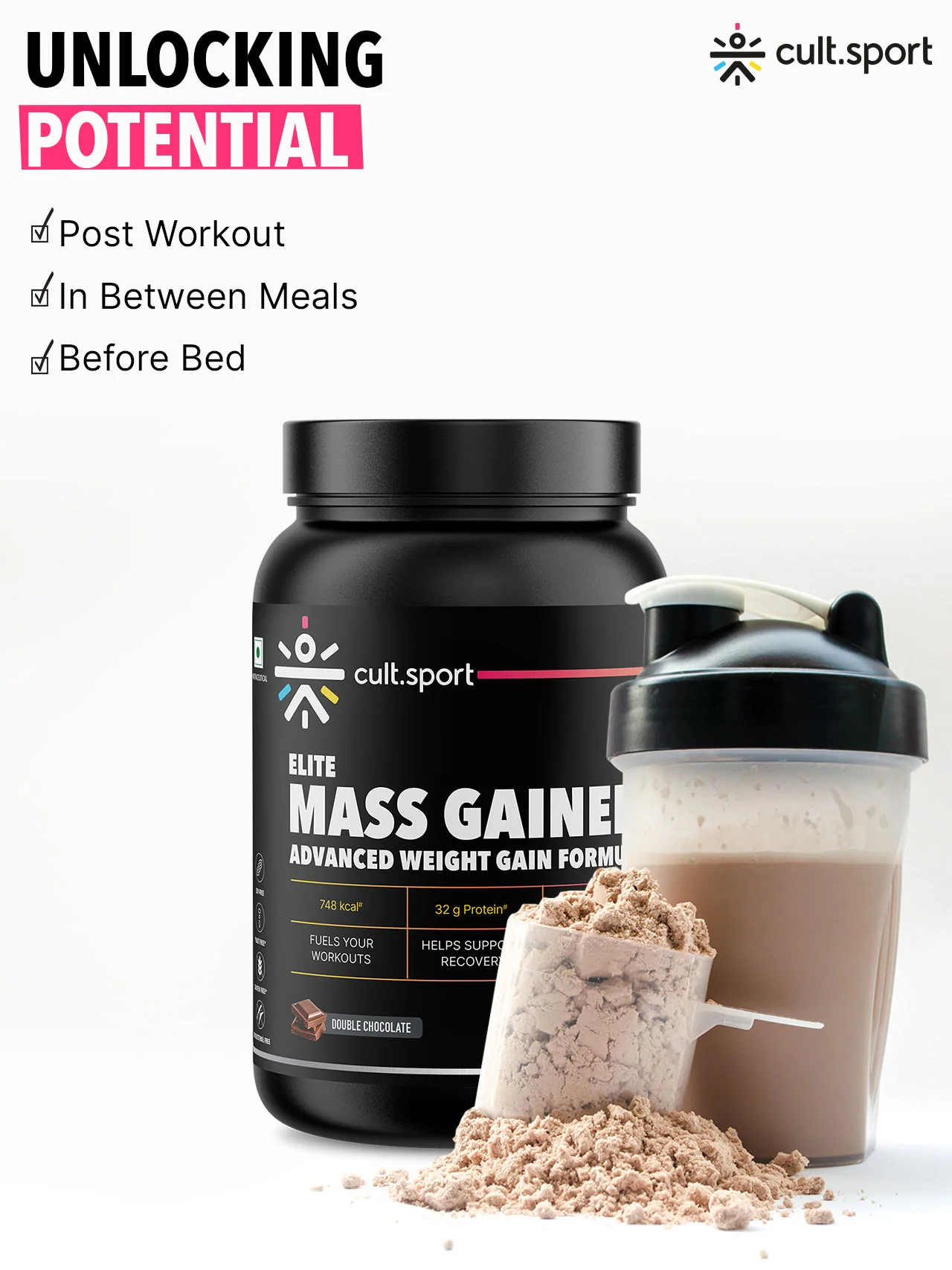Cultsport Whey Mass Gainer | 20 Vital Vitamins & Minerals | Chocolate | Whey Protein Concentrate | Soy-Free | Gluten-Free | 0 Colesterol | Prebiotic Fiber - Image 5