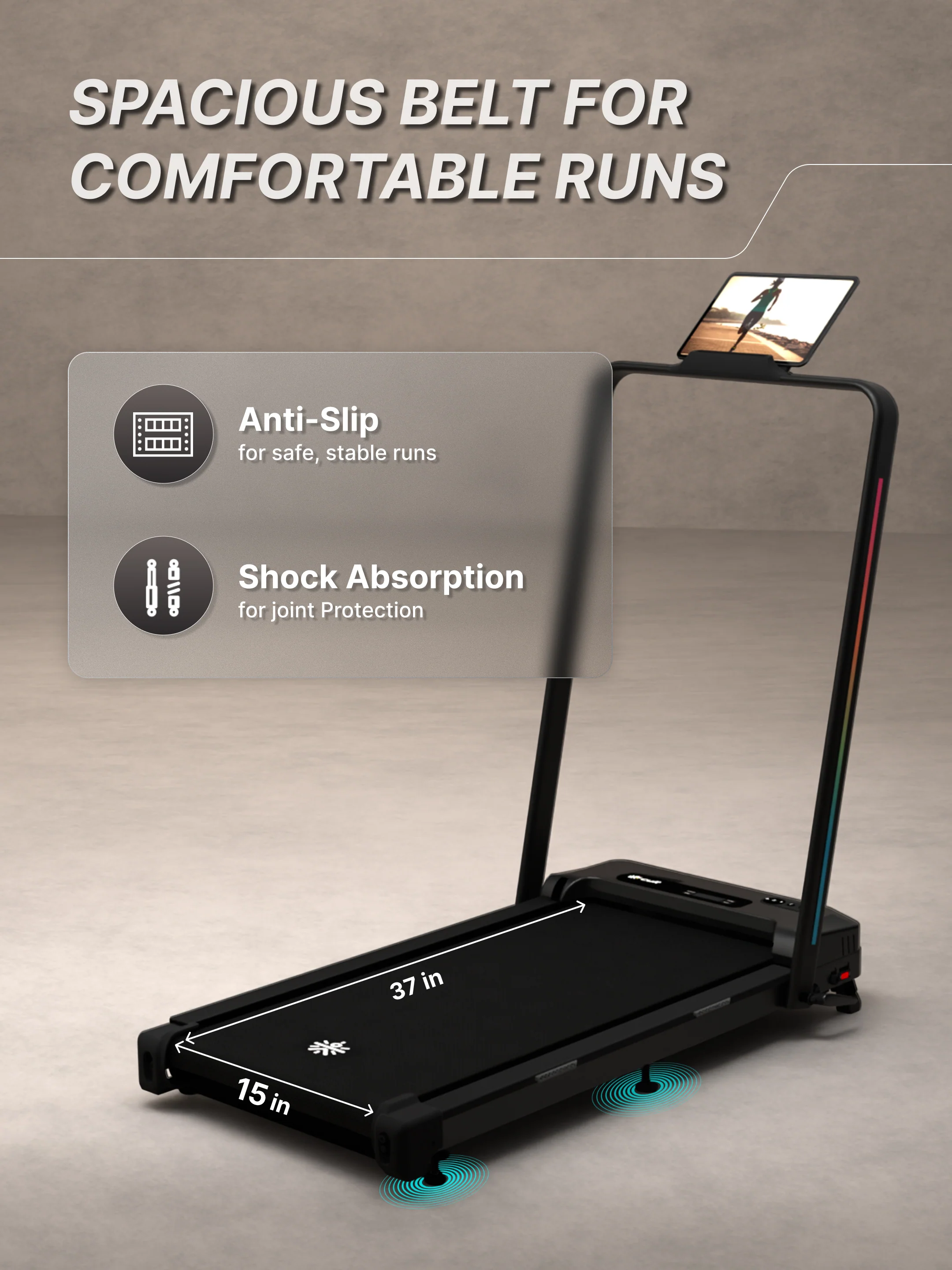 CultVibe 3-in-1 Walking Pad/Walk, Jog & Vibration | 4 HP BLDC Peak Motor | 150 Kg Max Load | 8 Vibration Modes | Remote Control & Tablet Holder | Treadmill for Home Use (with 6 months extended warranty) - Image 8