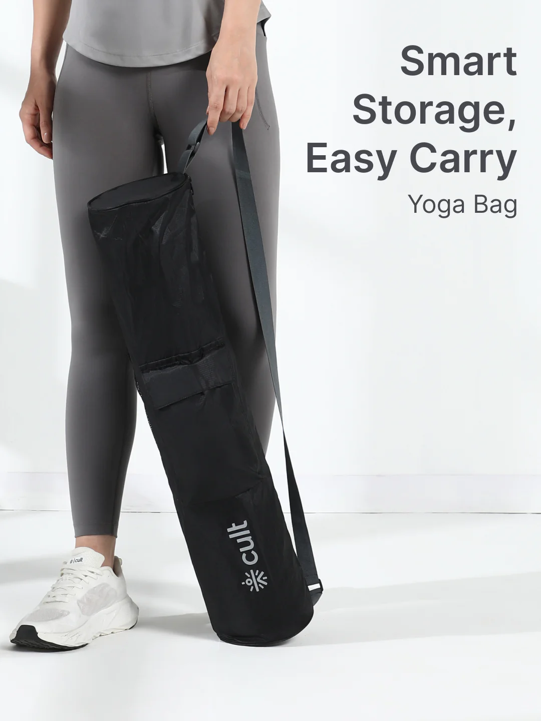 cult Yoga Mat Bag Black with Adjustable Shoulder Strap Fits Up to 6mm Mat - Image 2