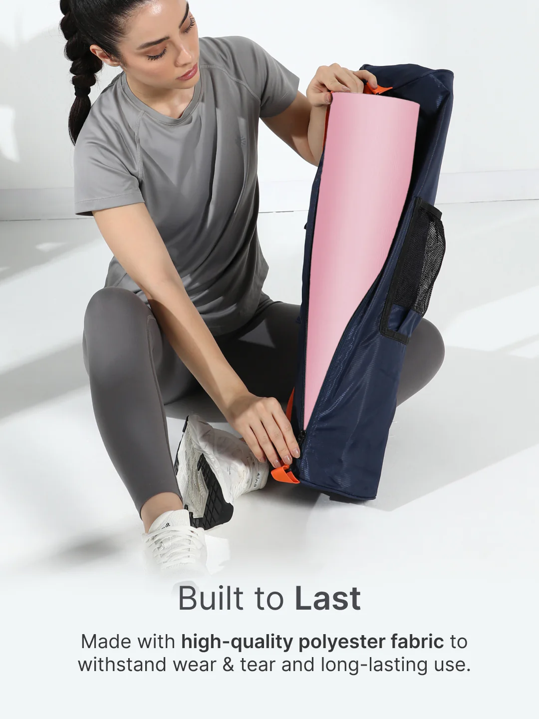 cult Yoga Mat Bag Navy with Adjustable Shoulder Strap Fits Up to 6mm Mat - Image 5