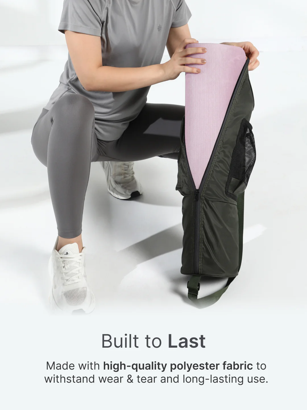 cult Yoga Mat Bag Olive with Adjustable Shoulder Strap Fits Up to 6mm Mat - Image 5