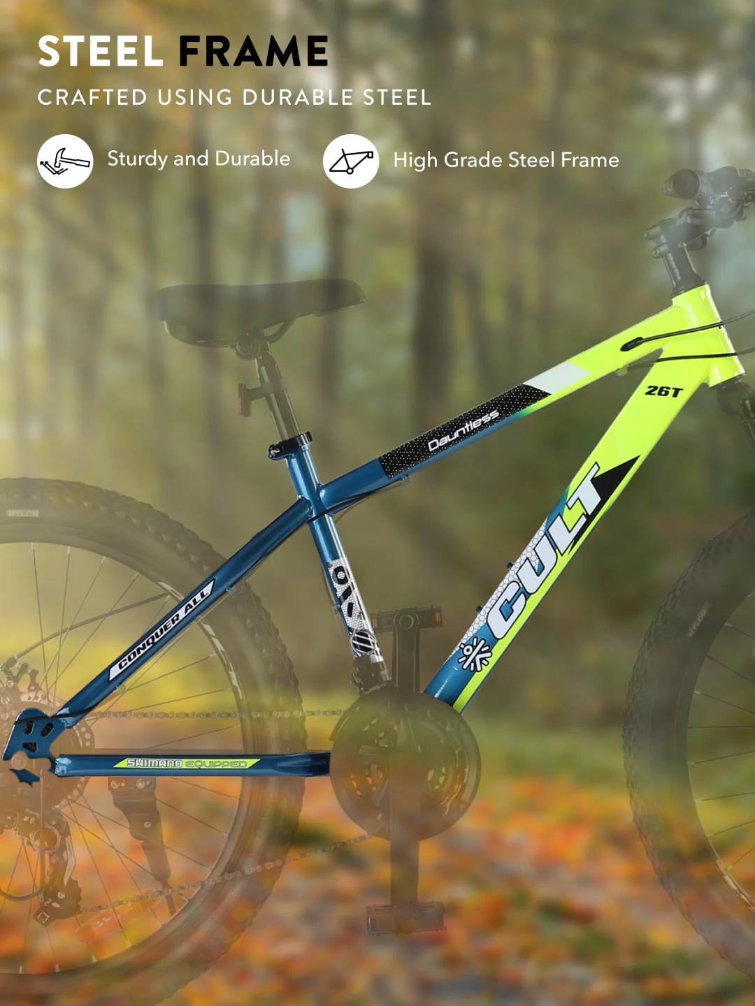 DAUNTLESS21S26TGREENBLUE Steel 21 Speed Shimano Gear 26 inch Mountain Cycle, Dual Disc Brake, Front Suspension, Double Wall Rim - Image 3