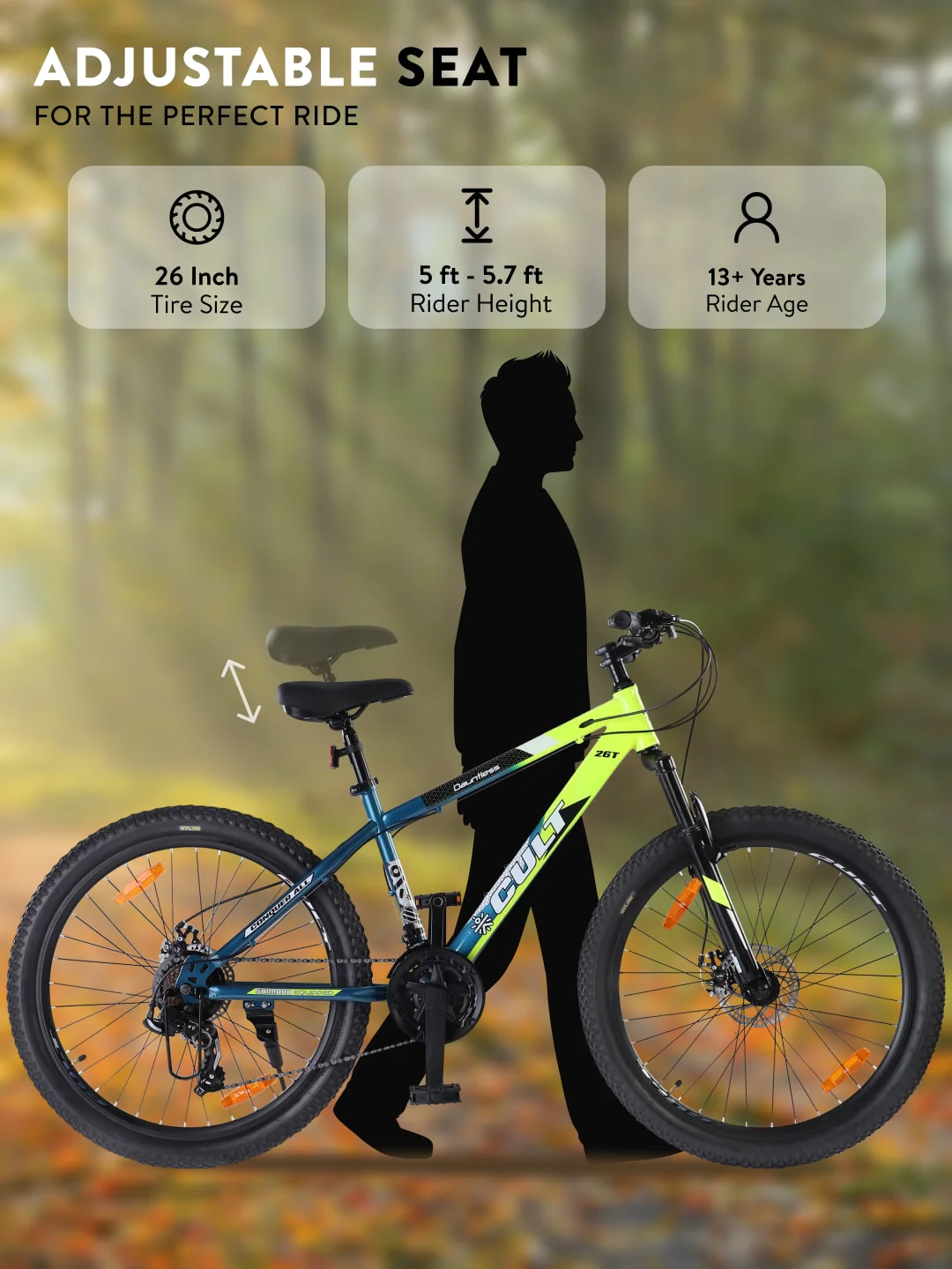 DAUNTLESS21S26TGREENBLUE Steel 21 Speed Shimano Gear 26 inch Mountain Cycle, Dual Disc Brake, Front Suspension, Double Wall Rim - Image 9