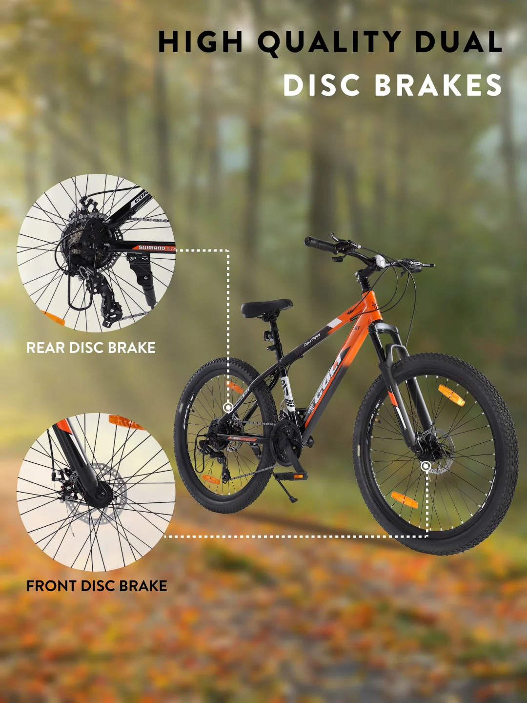 DAUNTLESS21S26TORANGEBLACK Steel 21 Speed Shimano Gear 26 inch Mountain Cycle, Dual Disc Brake, Front Suspension, Double Wall Rim - Image 6