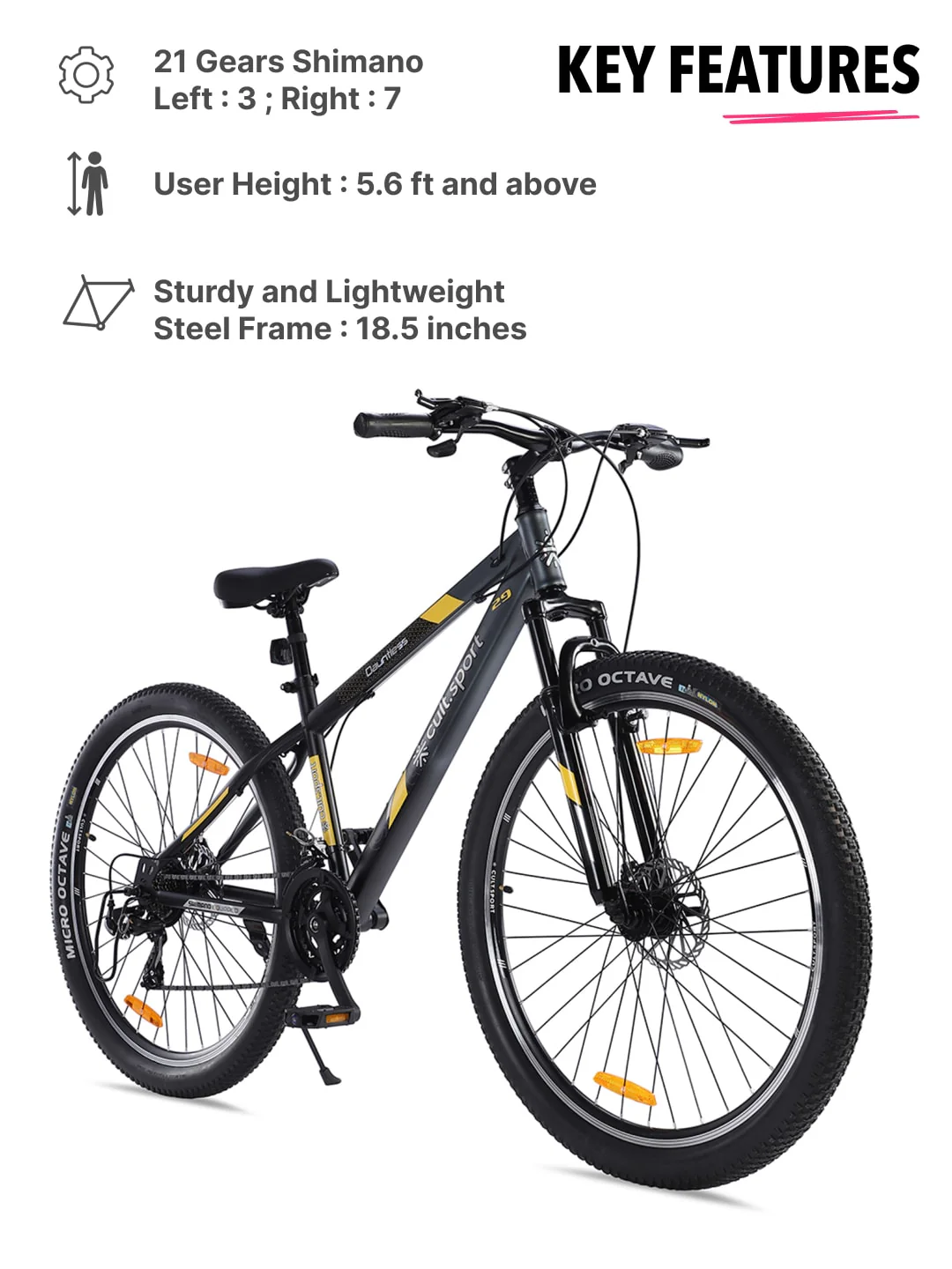DAUNTLESS21S29TGREYBLACKSteel 21 Speed Shimano Gear 29 inch Mountain Cycle, Dual Disc Brake, Front Suspension and Double Wall Rim - Image 2