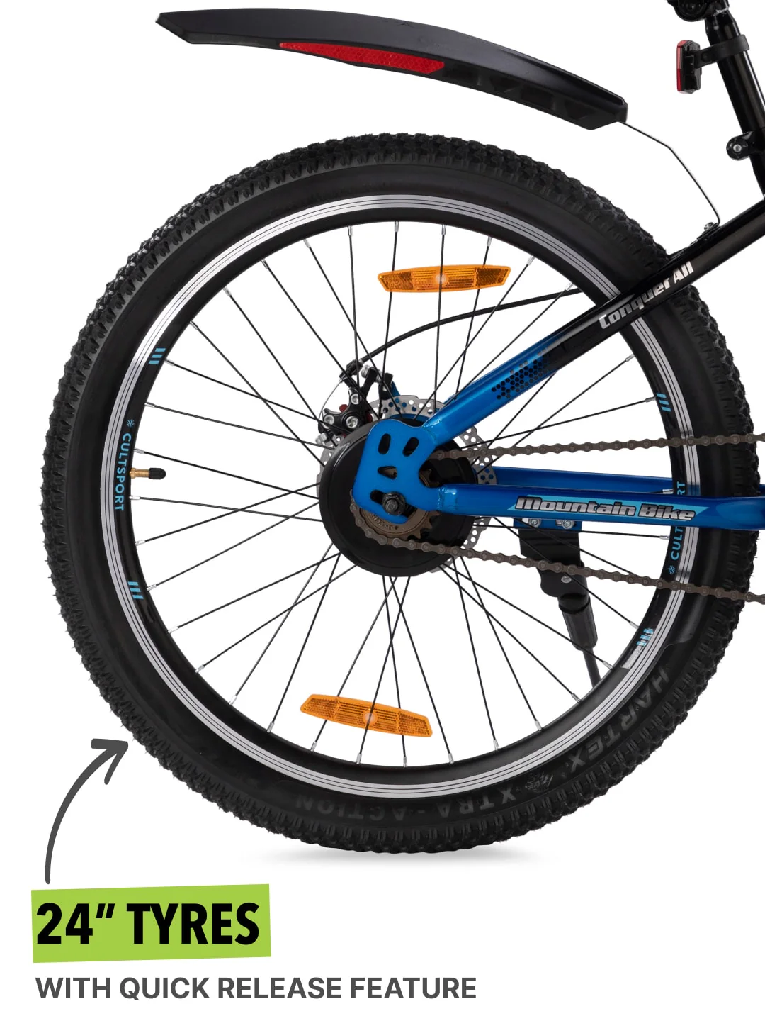 Dauntless24TBlue Steel Single Speed 24 inch Mountain Cycle, Front Suspension, Double Wall Rim and Dual Disc Bake - Image 6