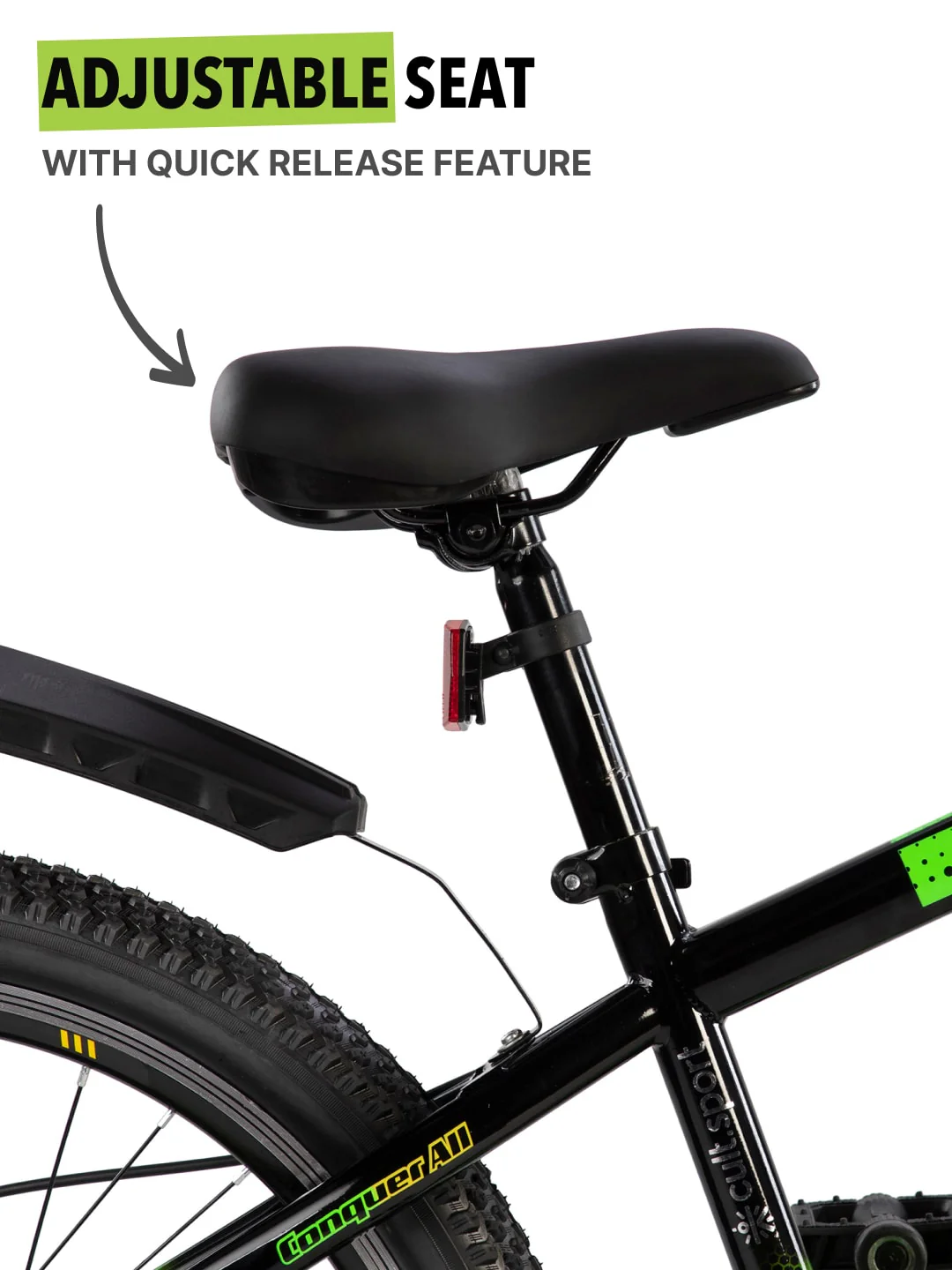 Dauntless24TGreen Steel Single Speed 24 inch Mountain Cycle, Front Suspension, Double Wall Rim and Dual Disc Brake - Image 4