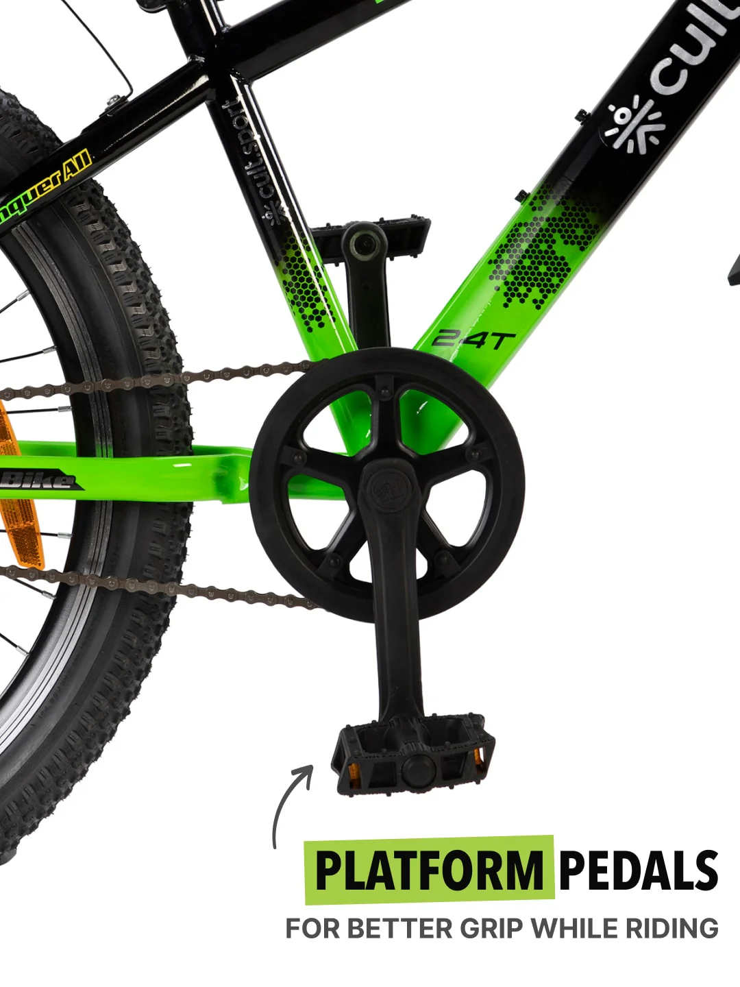Dauntless24TGreen Steel Single Speed 24 inch Mountain Cycle, Front Suspension, Double Wall Rim and Dual Disc Brake - Image 5