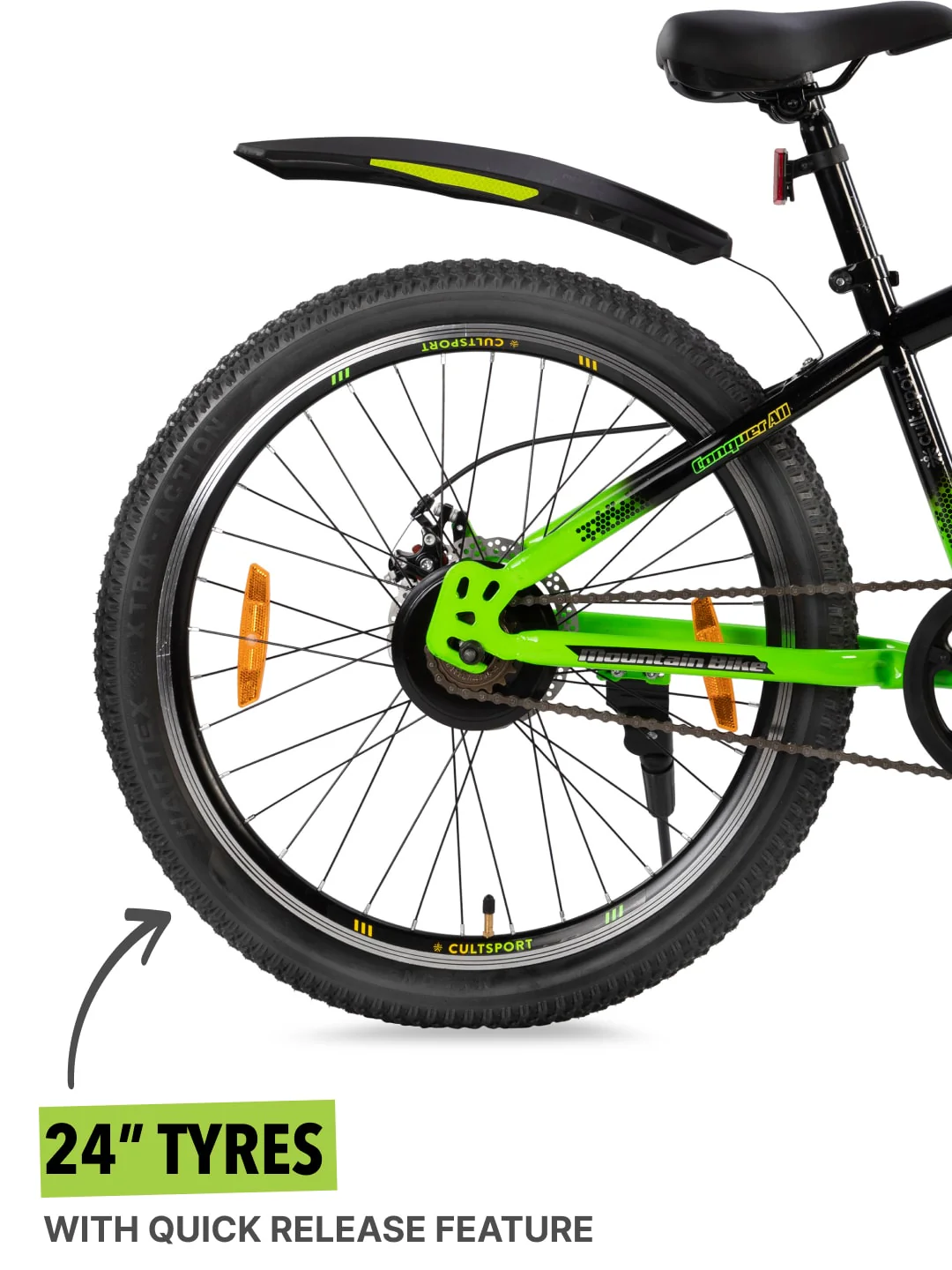 Dauntless24TGreen Steel Single Speed 24 inch Mountain Cycle, Front Suspension, Double Wall Rim and Dual Disc Brake - Image 7