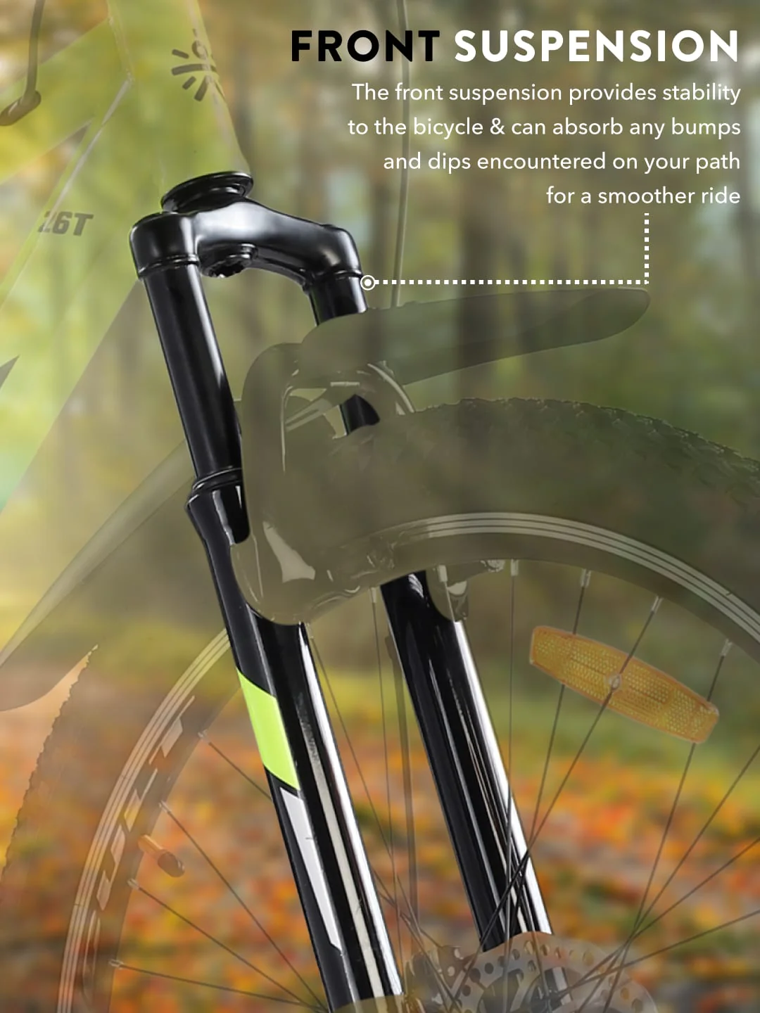 DAUNTLESS26TGREENBLUE Steel Single Speed 26 inch Mountain Cycle, Dual Disc Brake, Front Suspension, Double Wall Rim - Image 5