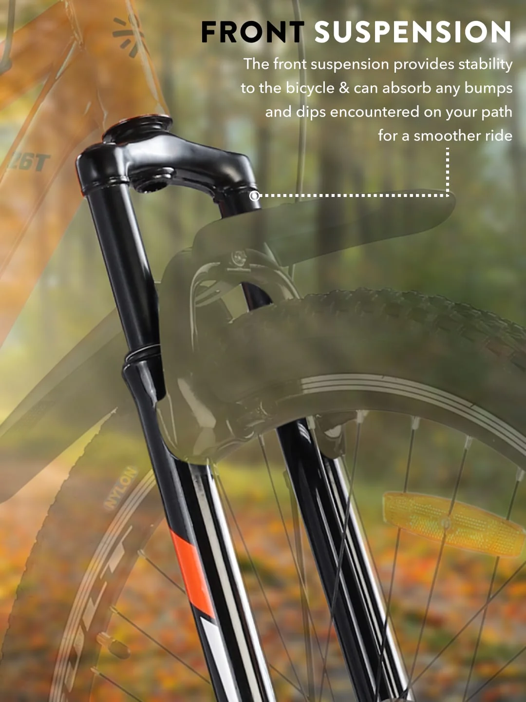 DAUNTLESS26TORANGEBLACK Steel Single Speed 26 inch Mountain Cycle, Dual Disc Brake, Front Suspension, Double Wall Rim - Image 5