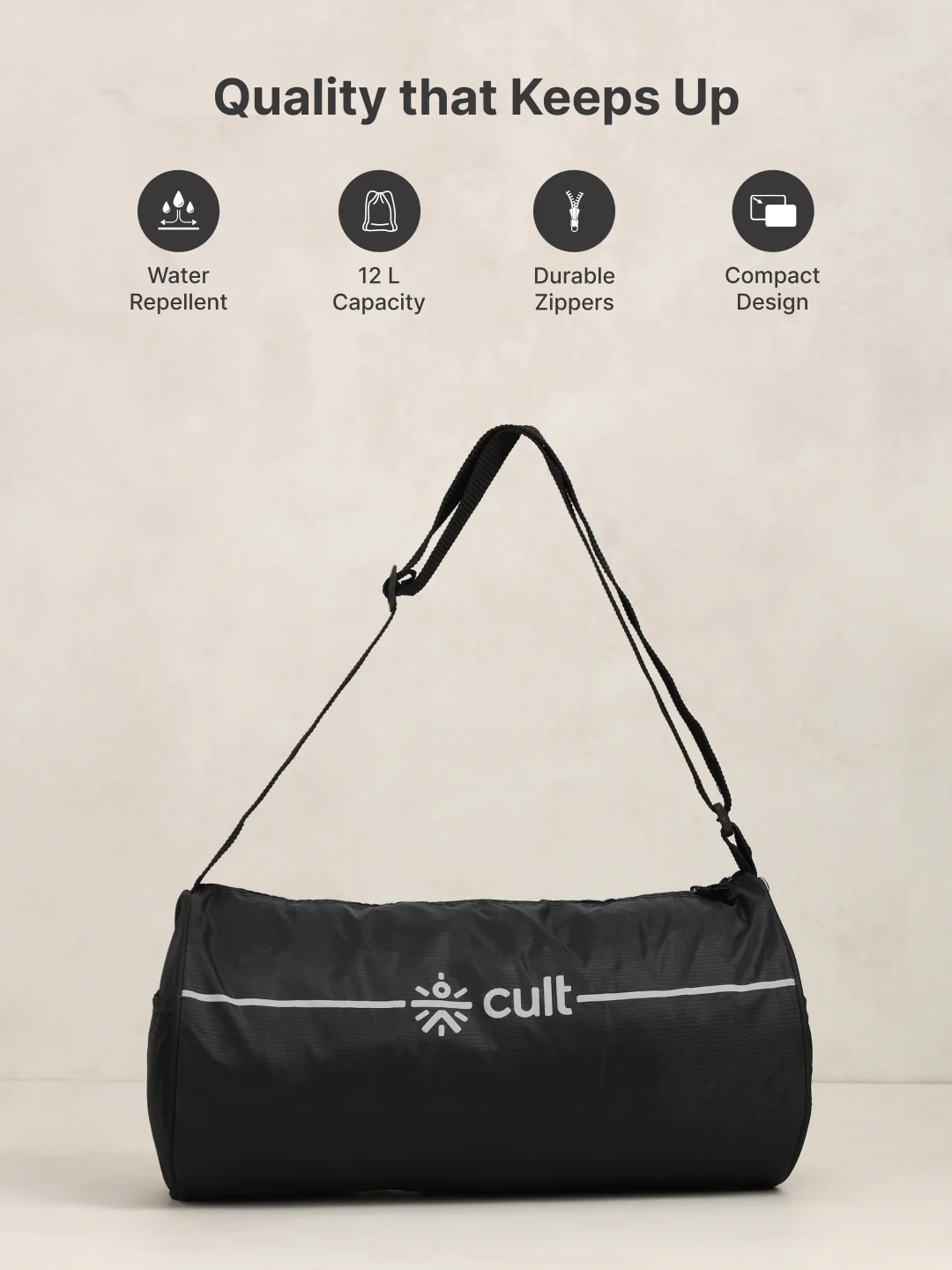 Duffle Bag Unisex Adjustable Strap Mesh pocket Gym & Sport Bag Black 12 L - Image 3
