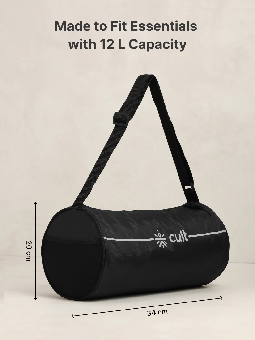Duffle Bag Unisex Adjustable Strap Mesh pocket Gym & Sport Bag Black 12 L - Image 6