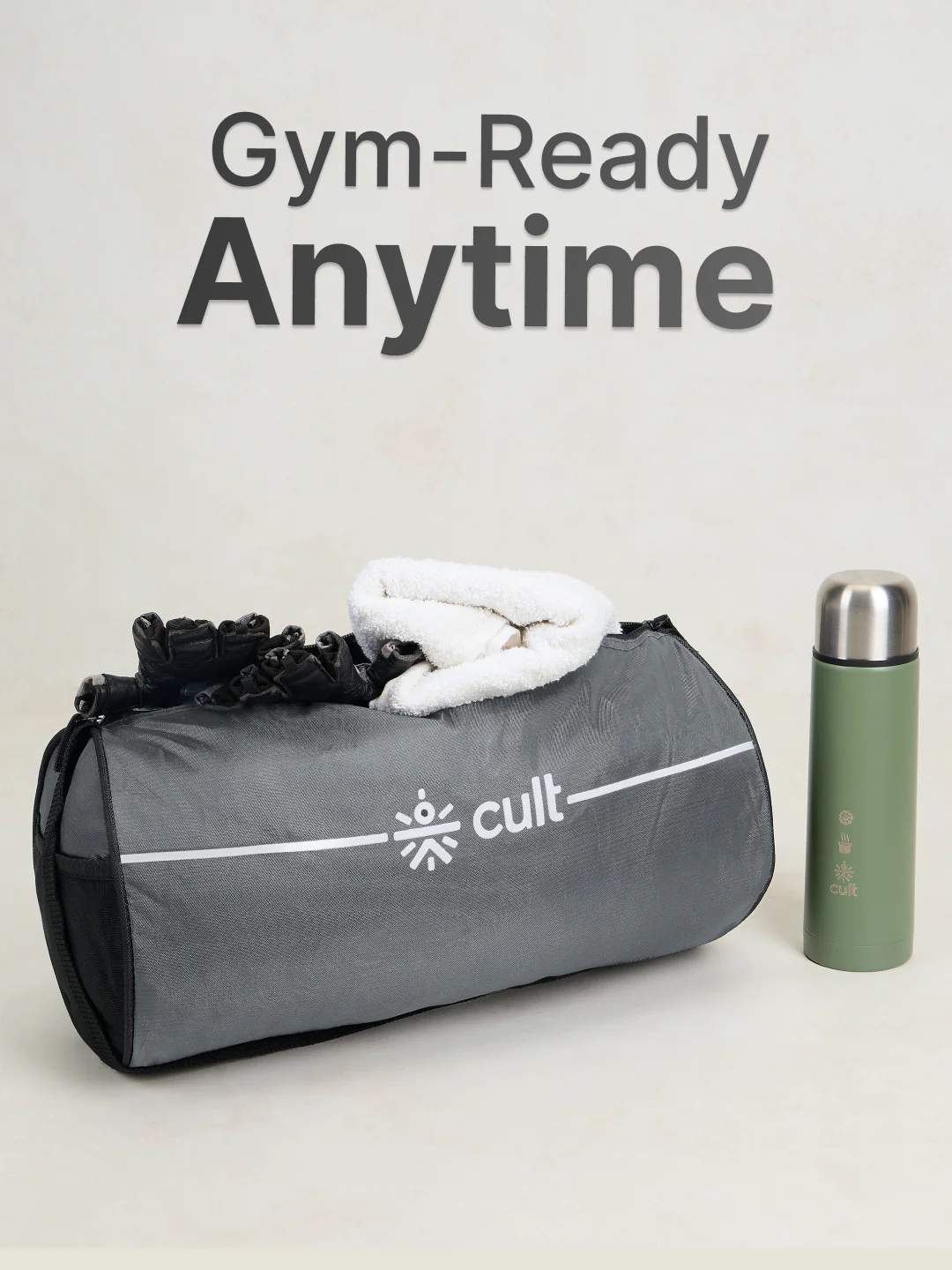 Duffle Bag Unisex Adjustable Strap Mesh pocket Gym & Sport Bag Grey 12 L - Image 2
