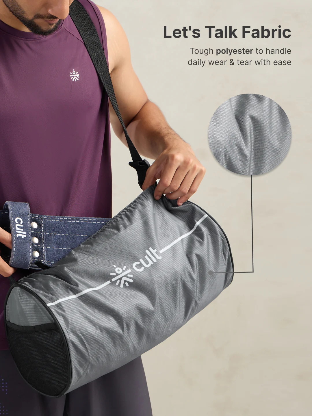 Duffle Bag Unisex Adjustable Strap Mesh pocket Gym & Sport Bag Grey 12 L - Image 5