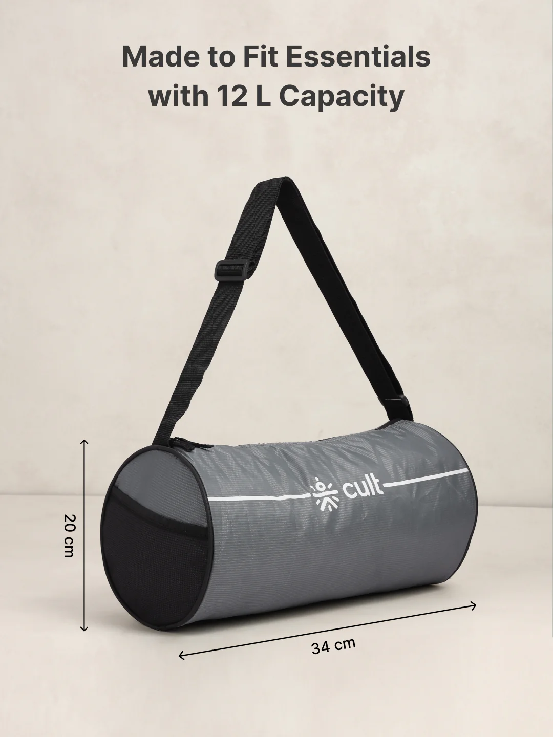 Duffle Bag Unisex Adjustable Strap Mesh pocket Gym & Sport Bag Grey 12 L - Image 6