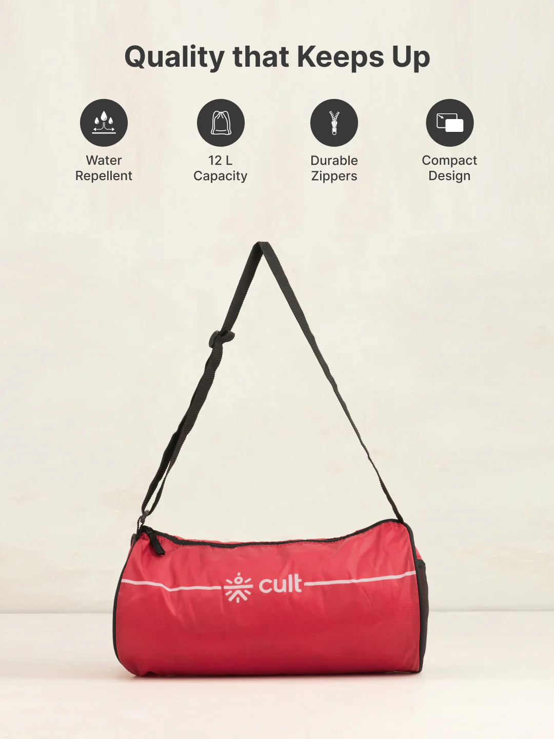 Duffle Bag Unisex Adjustable Strap Mesh pocket Gym & Sport Bag Red 12 L - Image 3