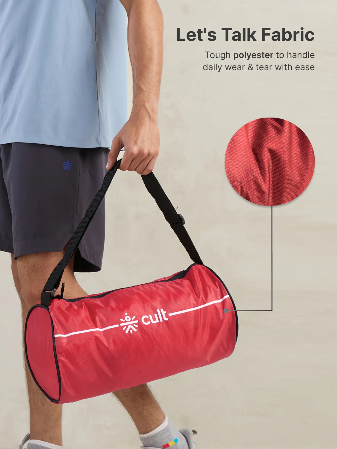 Duffle Bag Unisex Adjustable Strap Mesh pocket Gym & Sport Bag Red 12 L - Image 5