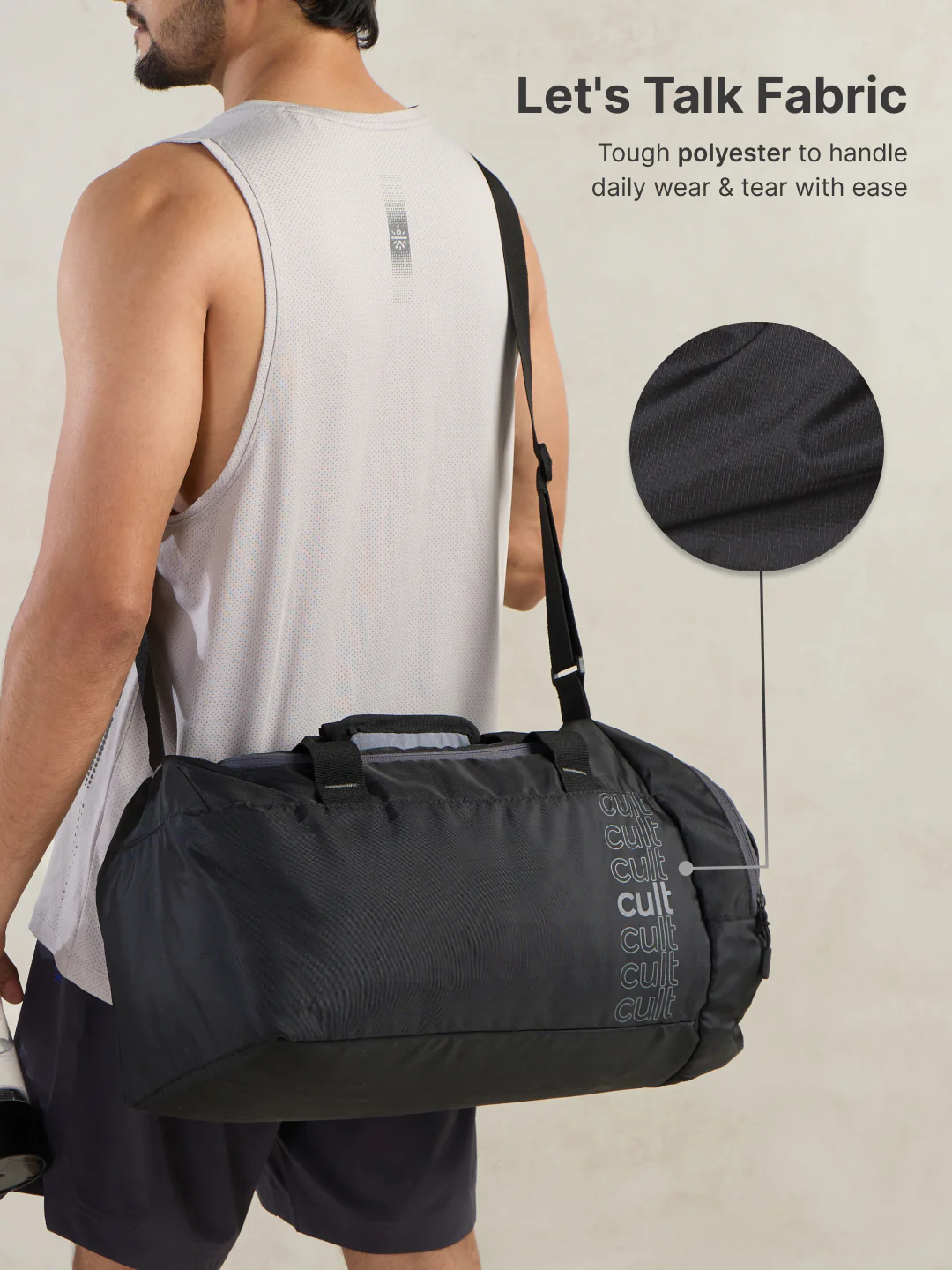 Cult Unisex Black Duffle Bag with Shoe Compartment - Image 5