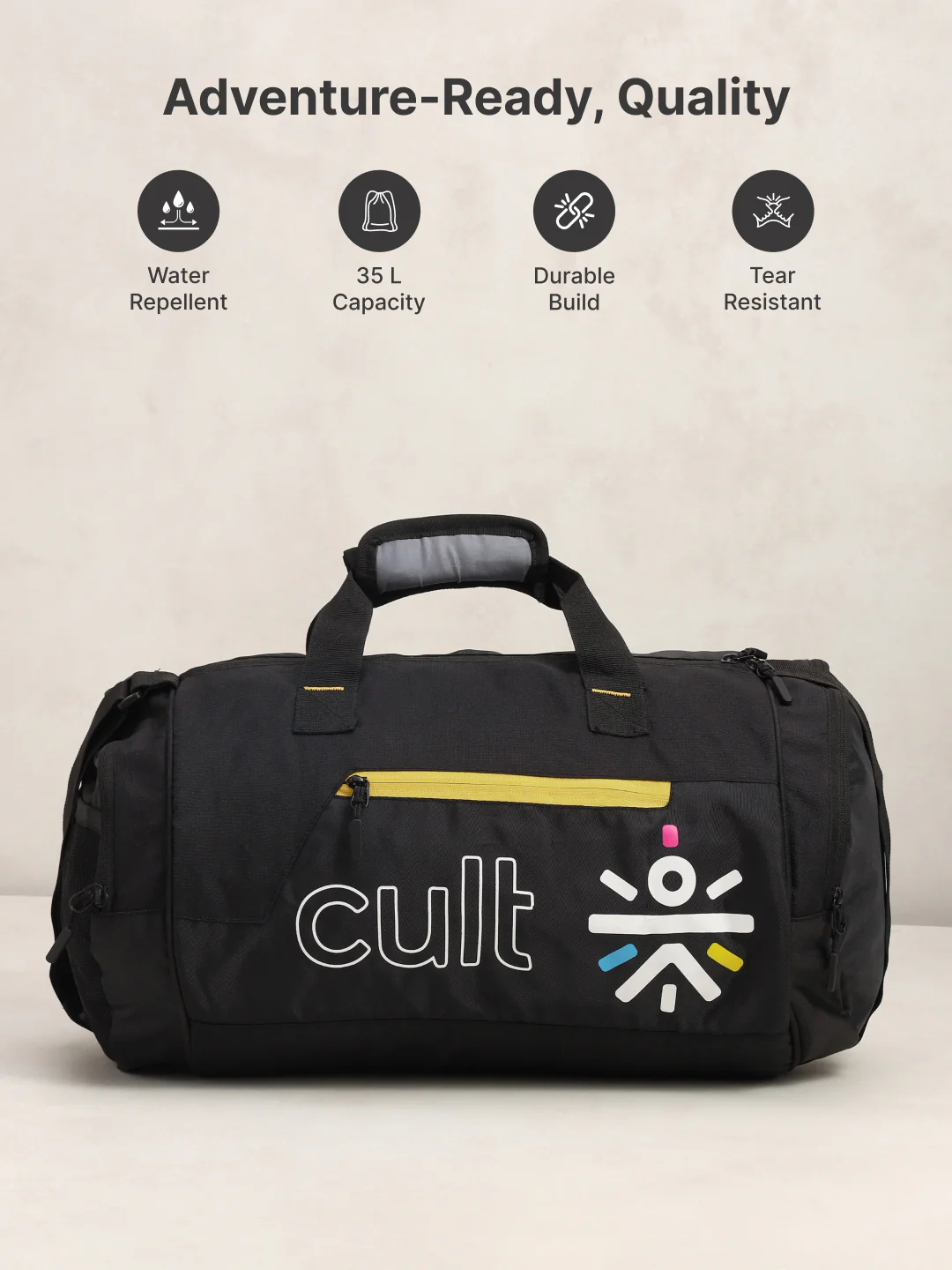 Cult Unisex Black Duffle Bag with Shoe Compartment - Image 3