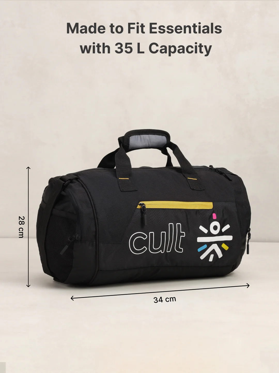 Cult Unisex Black Duffle Bag with Shoe Compartment - Image 6