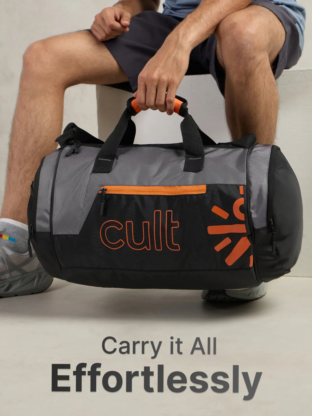 Cult Unisex Grey Duffle Bag with Shoe Compartment - Image 2