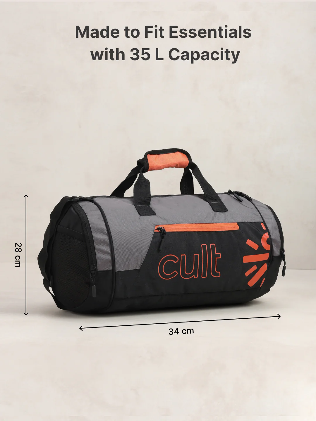 Cult Unisex Grey Duffle Bag with Shoe Compartment - Image 6