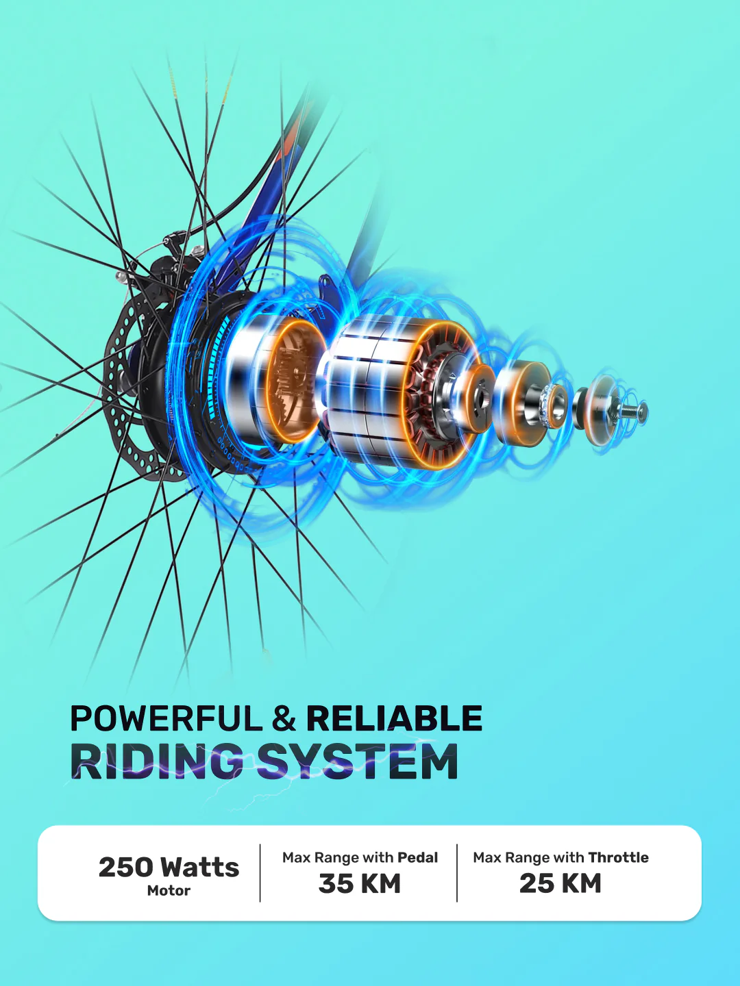 ESCALATOR 27.5T BLUE with 250W BLDC Motor| 4 Hours Fast Charge| 7.8 Ah Li-ion Battery| Up to 35 Km| 27.5 Inches Wheels| Single Speed Electric Cycle | Ideal for 15+ Years - Image 3