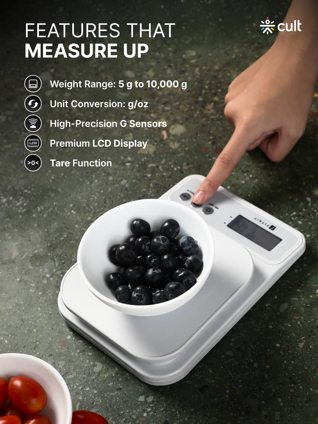 Fitkit by Cult Digital Kitchen Food Scale,10kg Limit, LCD Display, Tare & Unit Conversion, Ideal for Kitchen & Diet Tracking - Image 2