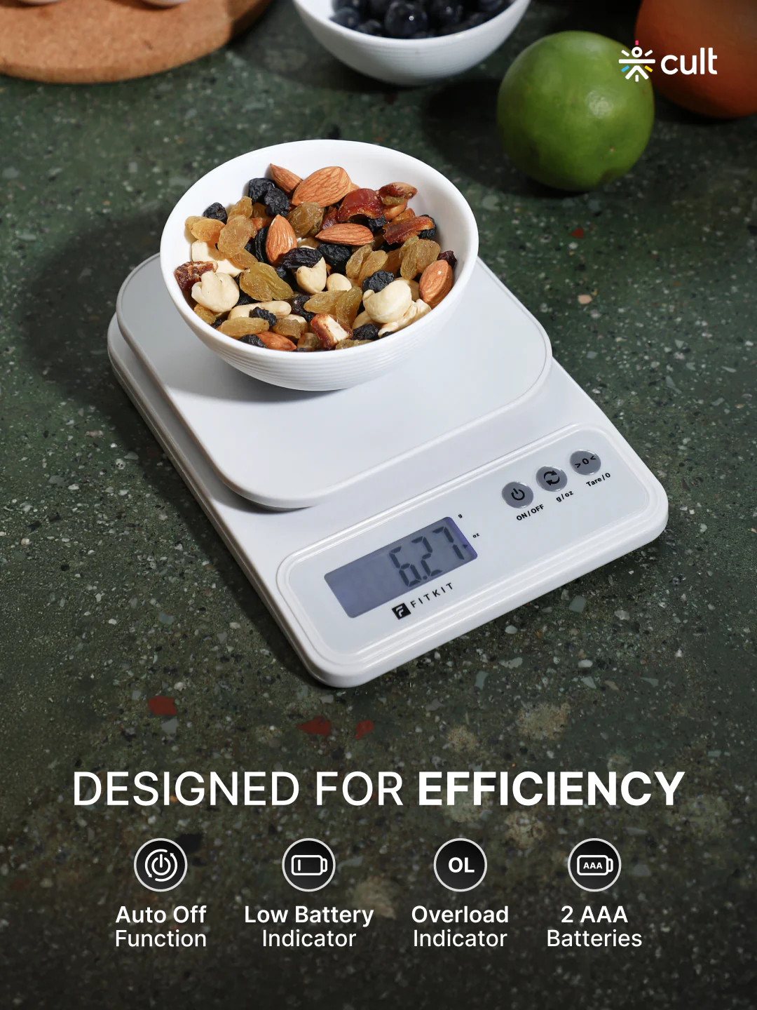 Fitkit by Cult Digital Kitchen Food Scale,10kg Limit, LCD Display, Tare & Unit Conversion, Ideal for Kitchen & Diet Tracking - Image 3