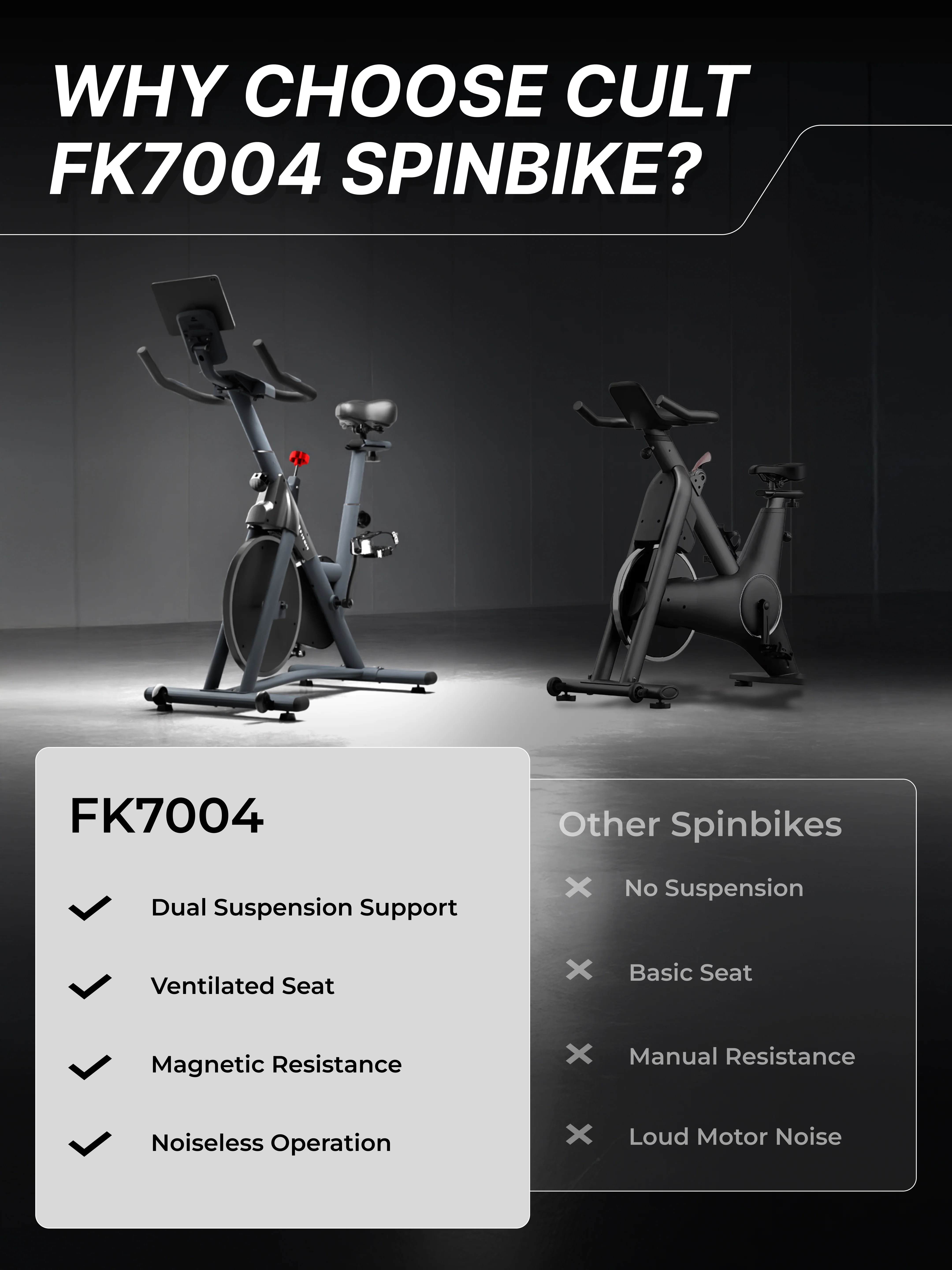 Fitkit by Cult FK7004 Premium Magnetic Spin Bike | 130kg Support | Stepless Resistance & 8kg Flywheel | LCD Display with Heart-Rate Tracking | Tablet Holder | Smooth & Silent Ride for Home Fitness (with 6 Months Extended Warranty) - Image 13