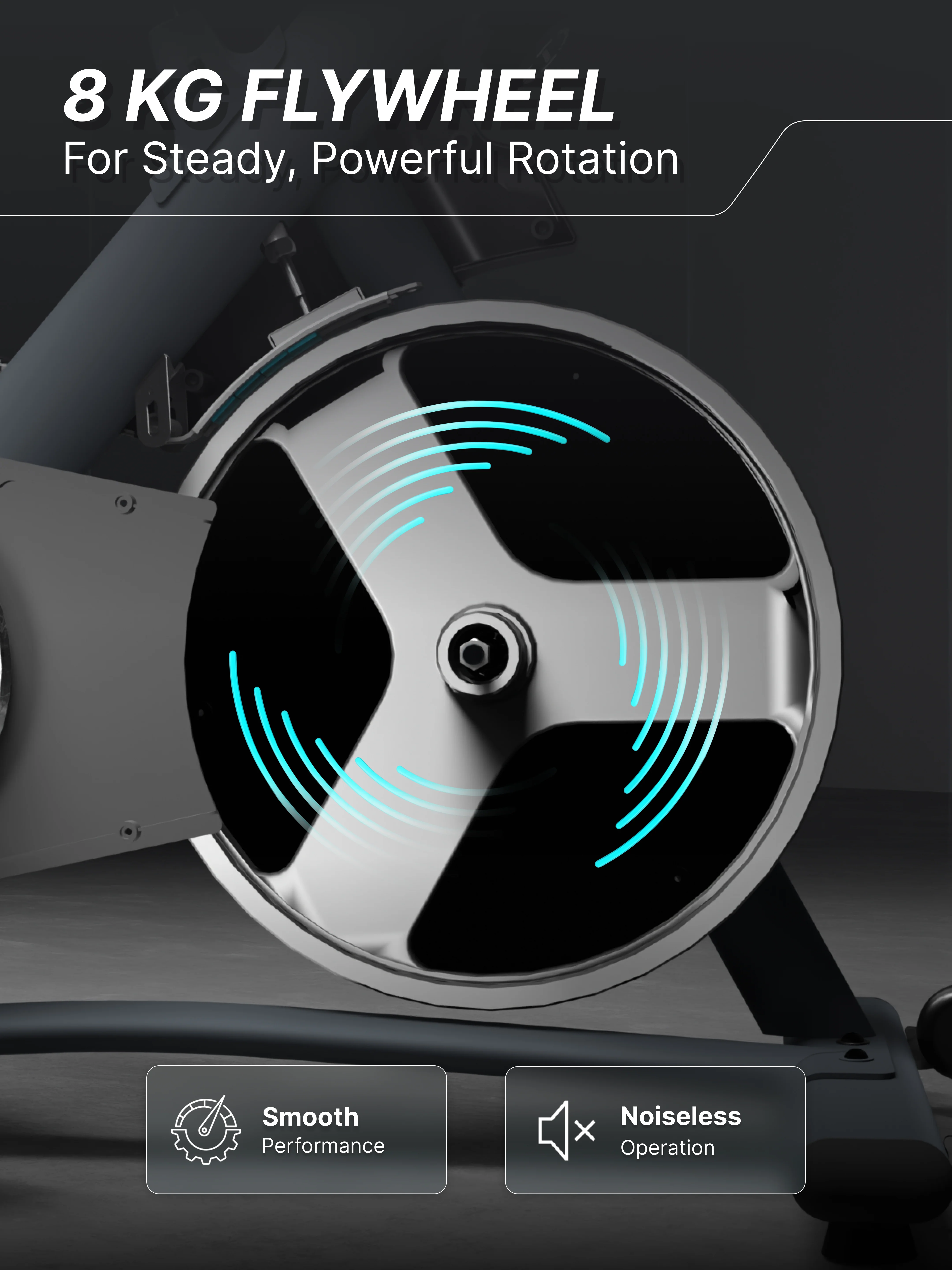 Fitkit by Cult FK7004 Premium Magnetic Spin Bike | 130kg Support | Stepless Resistance & 8kg Flywheel | LCD Display with Heart-Rate Tracking | Tablet Holder | Smooth & Silent Ride for Home Fitness (with 6 Months Extended Warranty) - Image 4