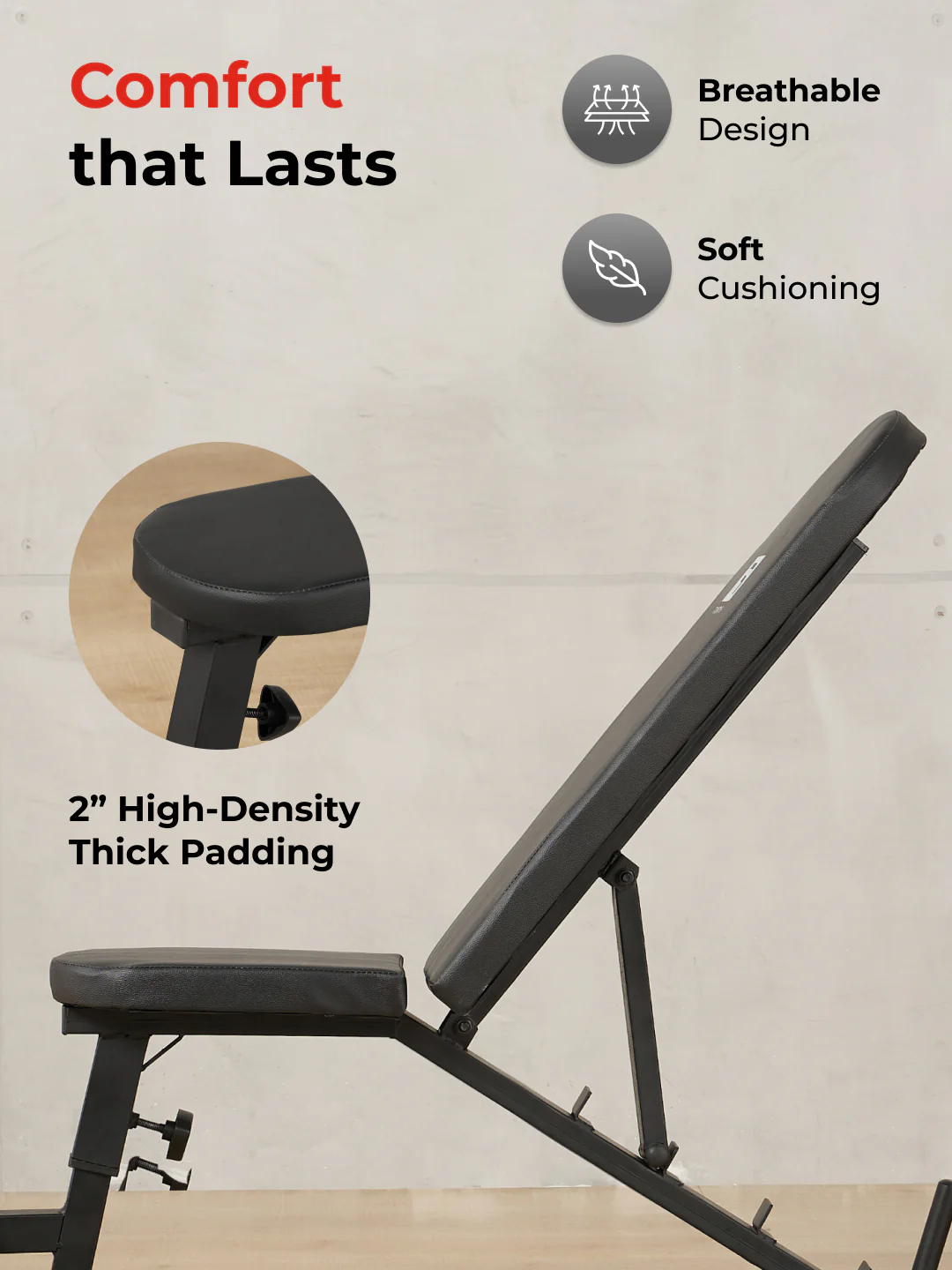 FITKIT by Cult Adjustable Bench for Home Workout with Leg Support | 350kg Weight Capacity - Image 4