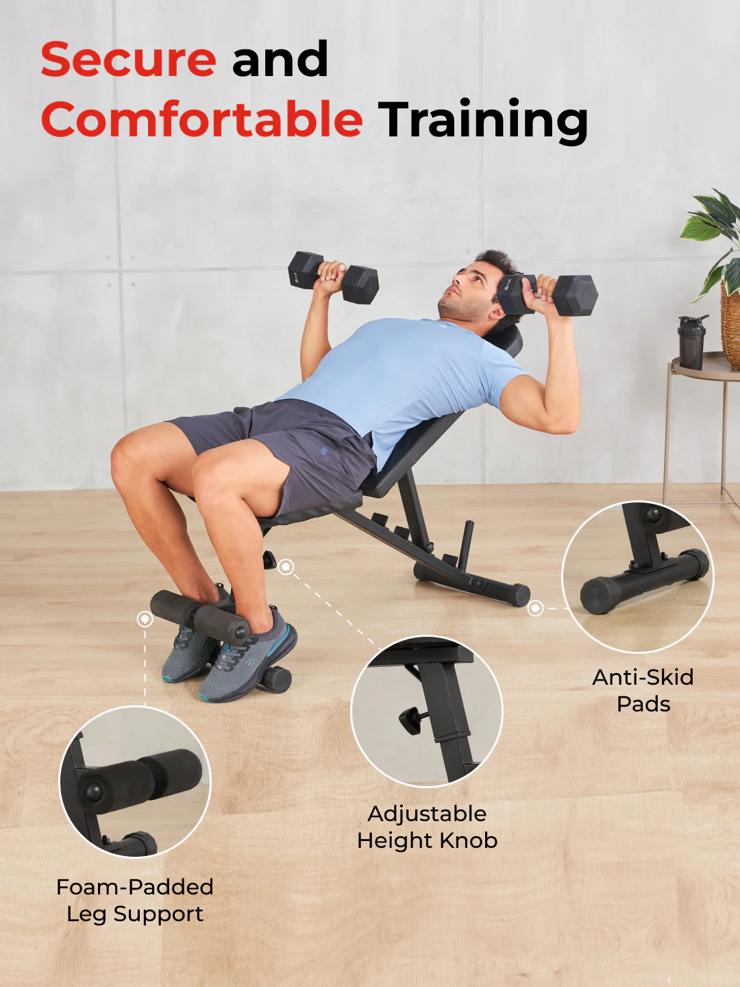 FITKIT by Cult Adjustable Bench for Home Workout with Leg Support | 350kg Weight Capacity - Image 6