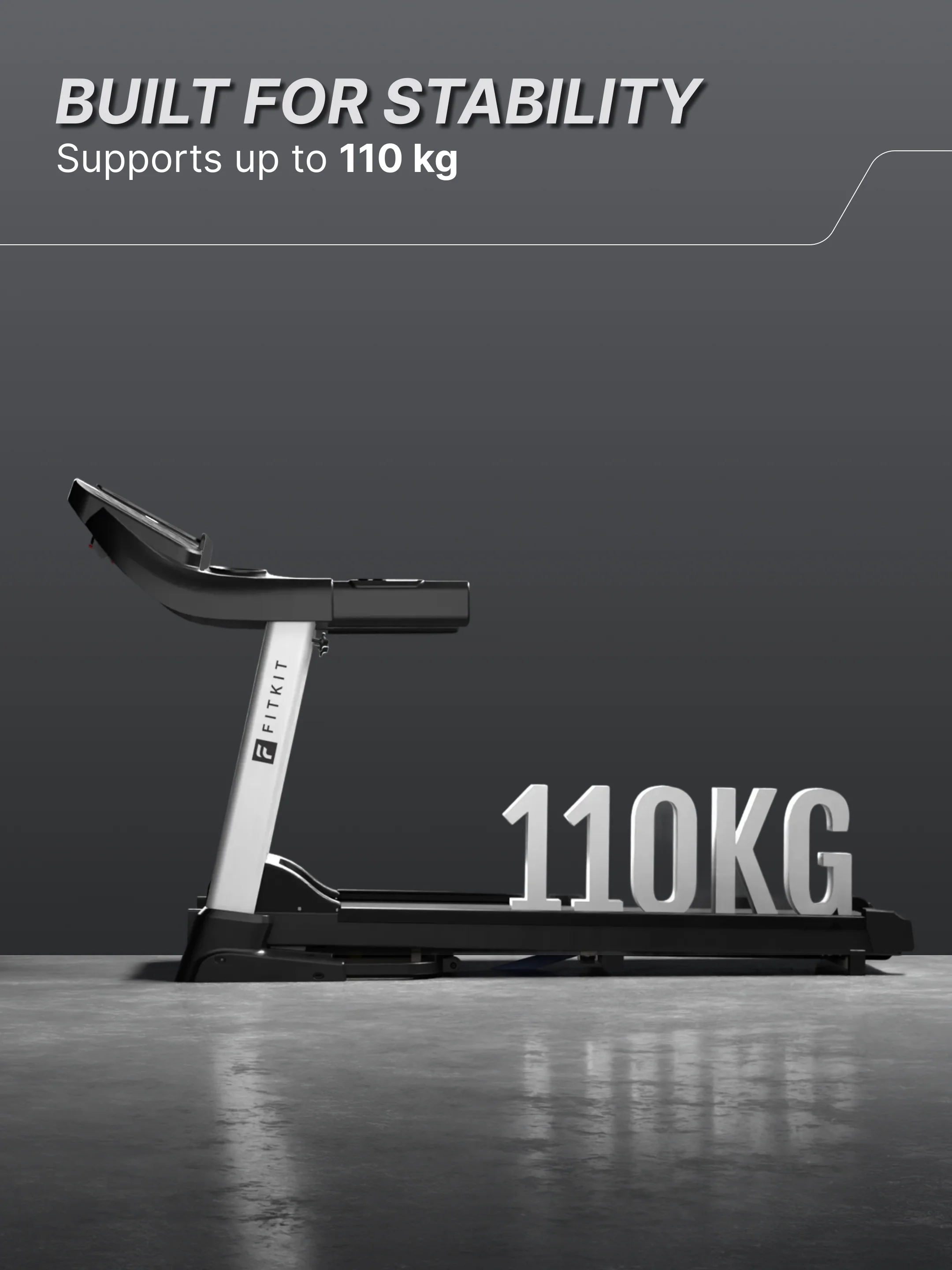 Fitkit by Cult FT100 Smart Incline Motorised Treadmill | 4.5 HP BLDC Motor | 110kg Capacity | 15-Level Auto Incline | 12 km/hr Speed | Foldable & Easy-Move Wheels | 12 Preset Workout | Ideal for Home Use (with 6 Months Extended Warranty) - Image 4