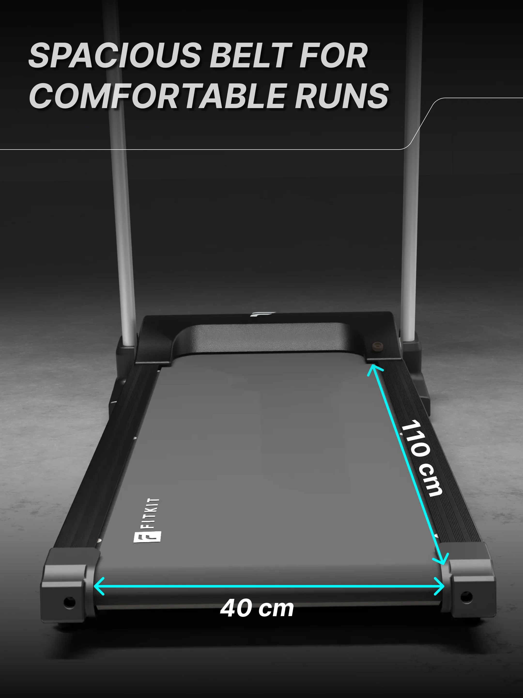 Fitkit by Cult FT100 Smart Incline Motorised Treadmill | 4.5 HP BLDC Motor | 110kg Capacity | 15-Level Auto Incline | 12 km/hr Speed | Foldable & Easy-Move Wheels | 12 Preset Workout | Ideal for Home Use (with 6 Months Extended Warranty) - Image 8